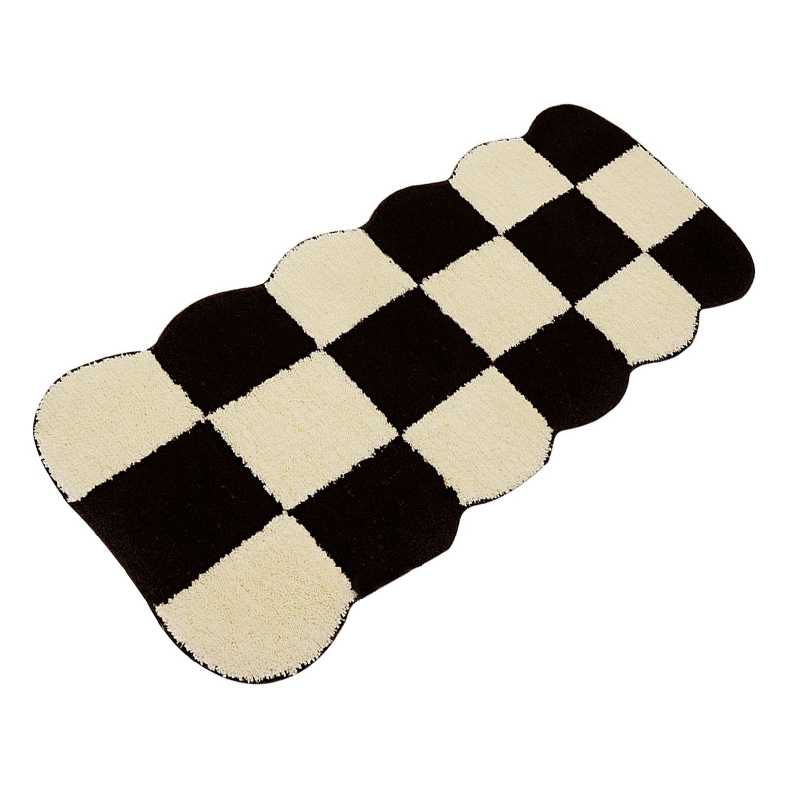 Runner Rug Black White Plaid Pattern Vintage Style Water Absorbent Stain view 3