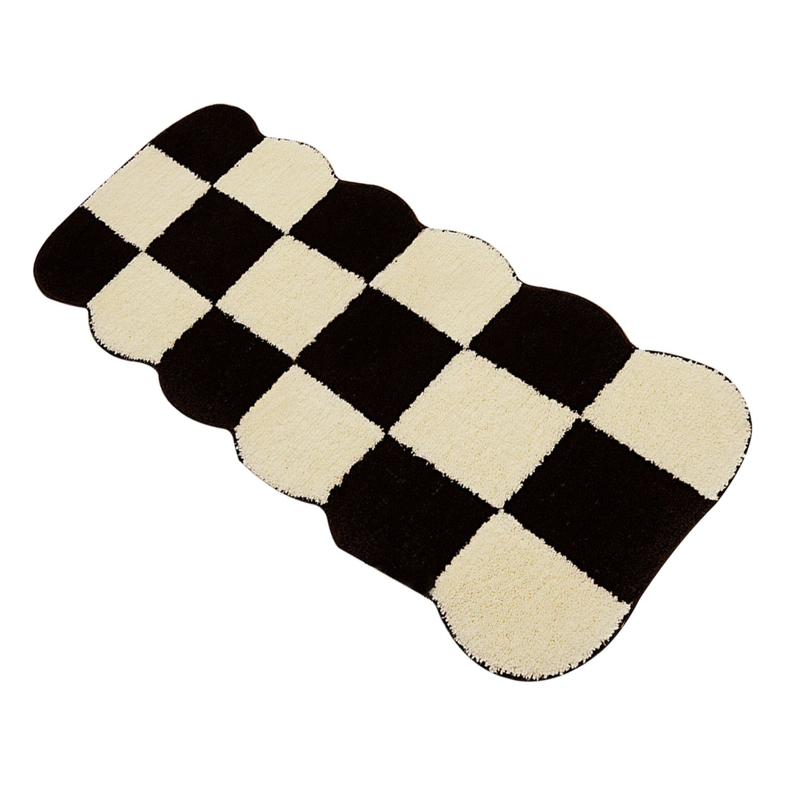 Runner Rug Black White Plaid Pattern Vintage Style Water Absorbent Stain view 4