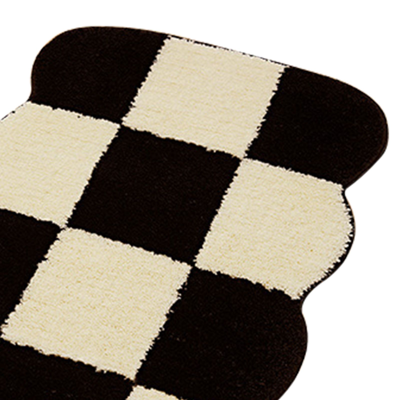 Runner Rug Black White Plaid Pattern Vintage Style Water Absorbent Stain view 9
