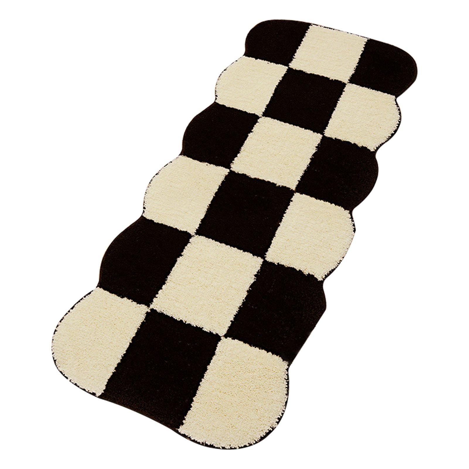 Runner Rug Black White Plaid Pattern Vintage Style Water Absorbent Stain view 13
