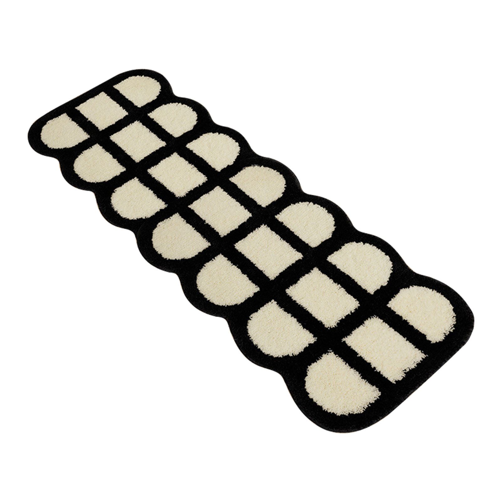 Runner Rug Black White Plaid Pattern Vintage Style Water Absorbent Stain — image 1