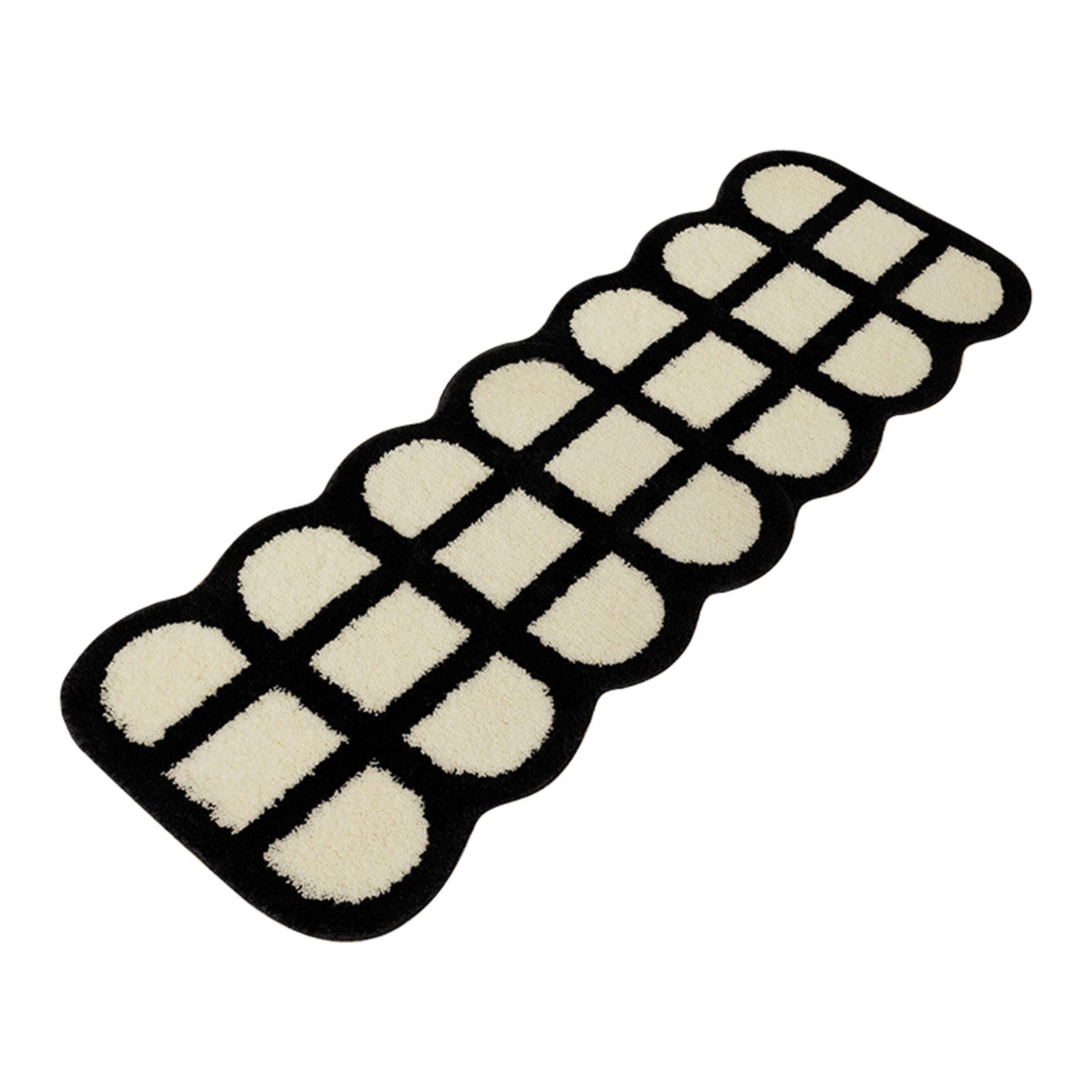 Runner Rug Black White Plaid Pattern Vintage Style Water Absorbent Stain view 2