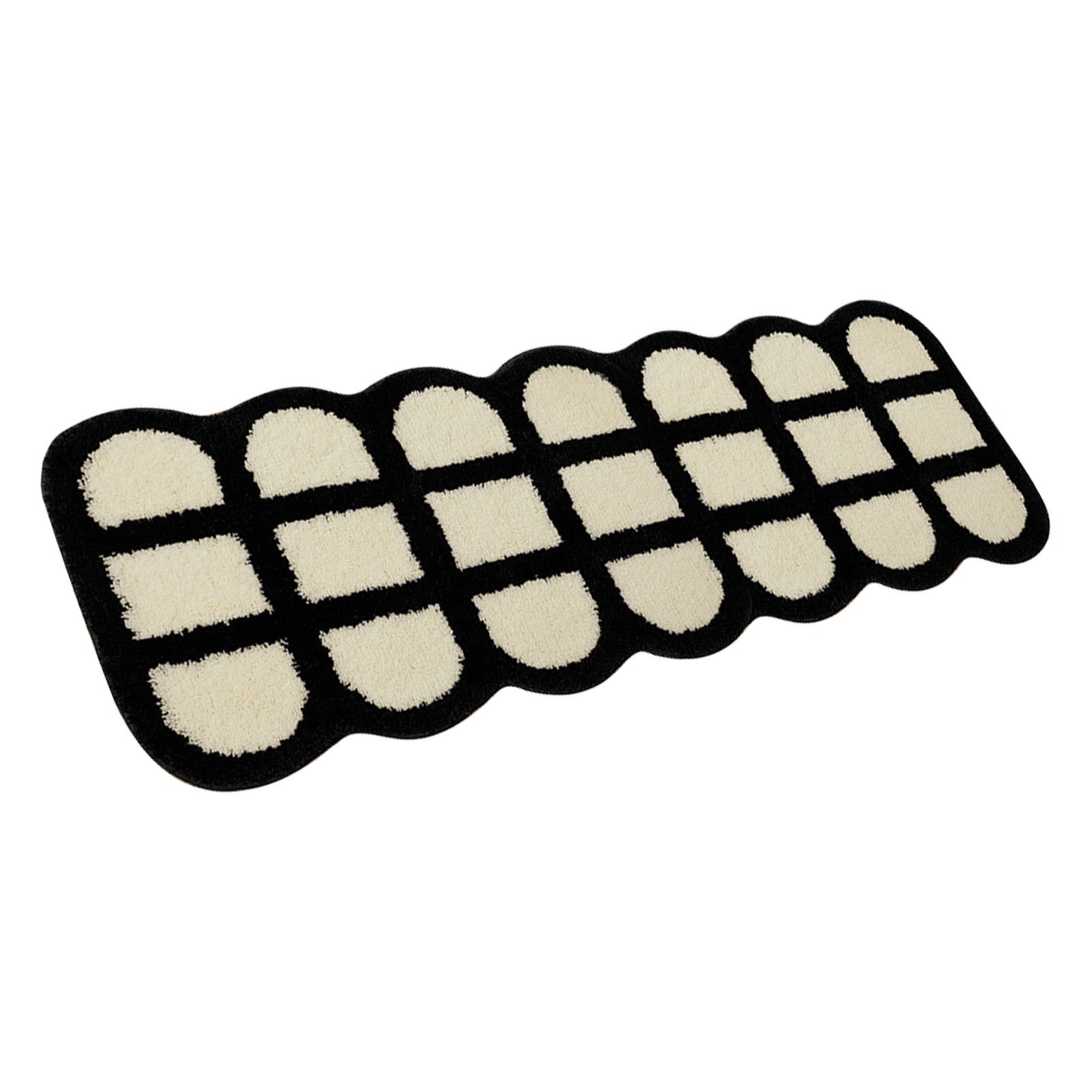 Runner Rug Black White Plaid Pattern Vintage Style Water Absorbent Stain view 3