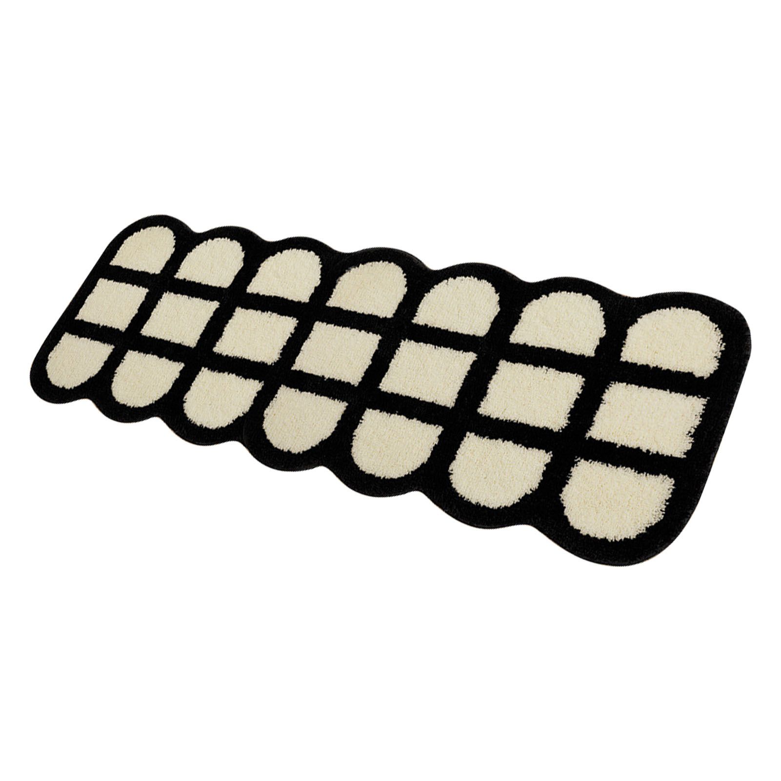 Runner Rug Black White Plaid Pattern Vintage Style Water Absorbent Stain view 4