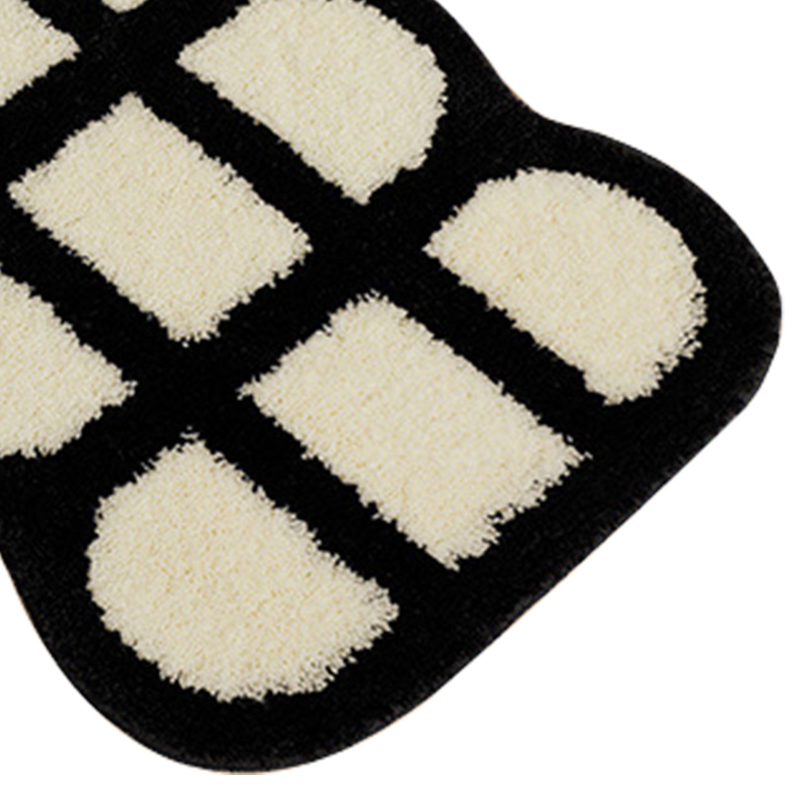 Runner Rug Black White Plaid Pattern Vintage Style Water Absorbent Stain view 7