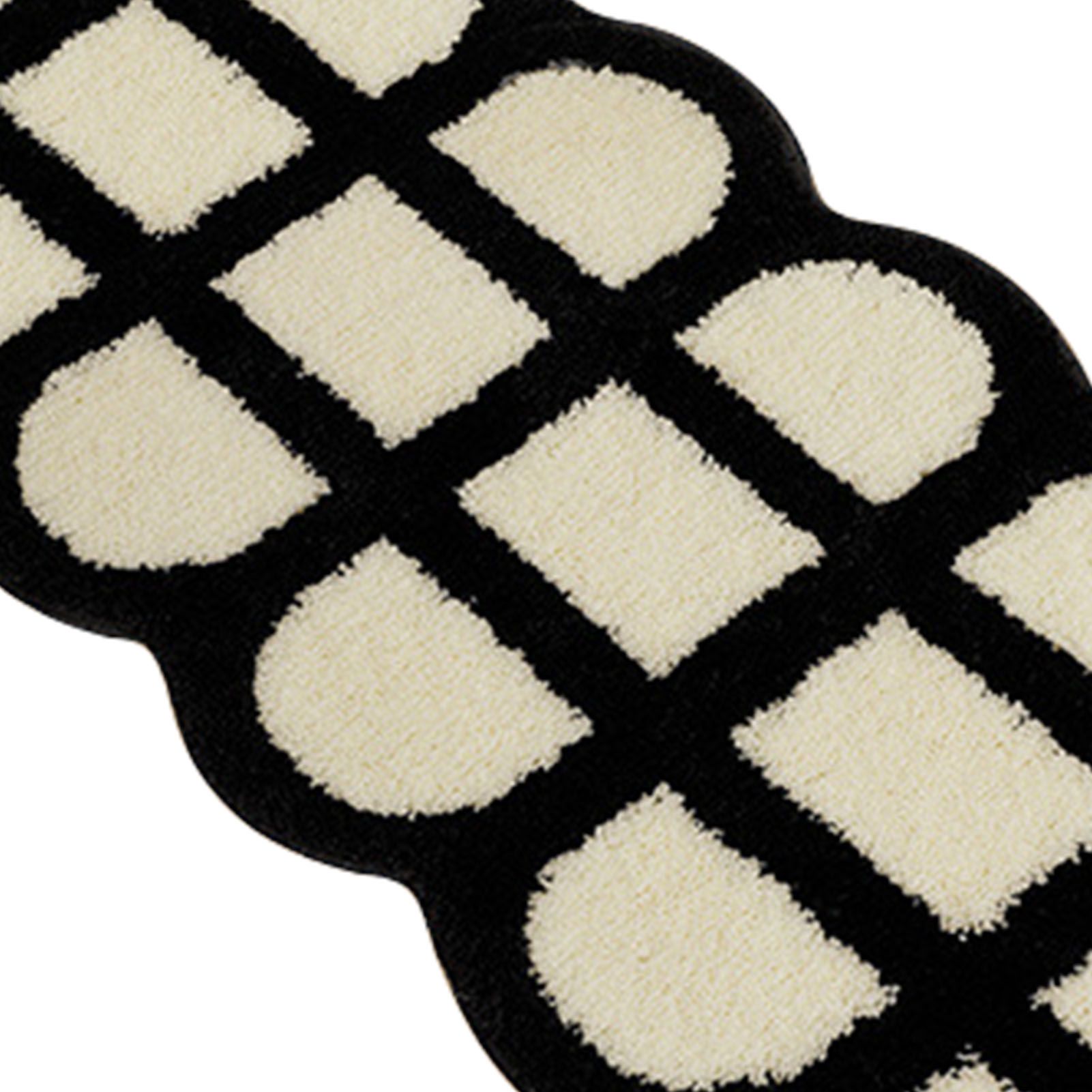 Runner Rug Black White Plaid Pattern Vintage Style Water Absorbent Stain view 8