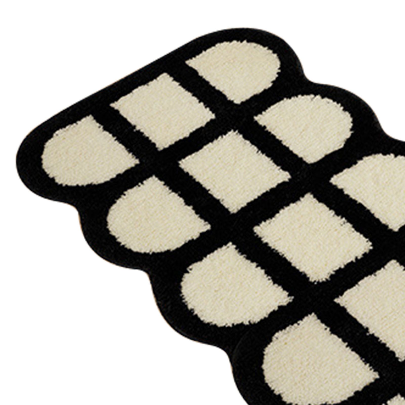 Runner Rug Black White Plaid Pattern Vintage Style Water Absorbent Stain view 9
