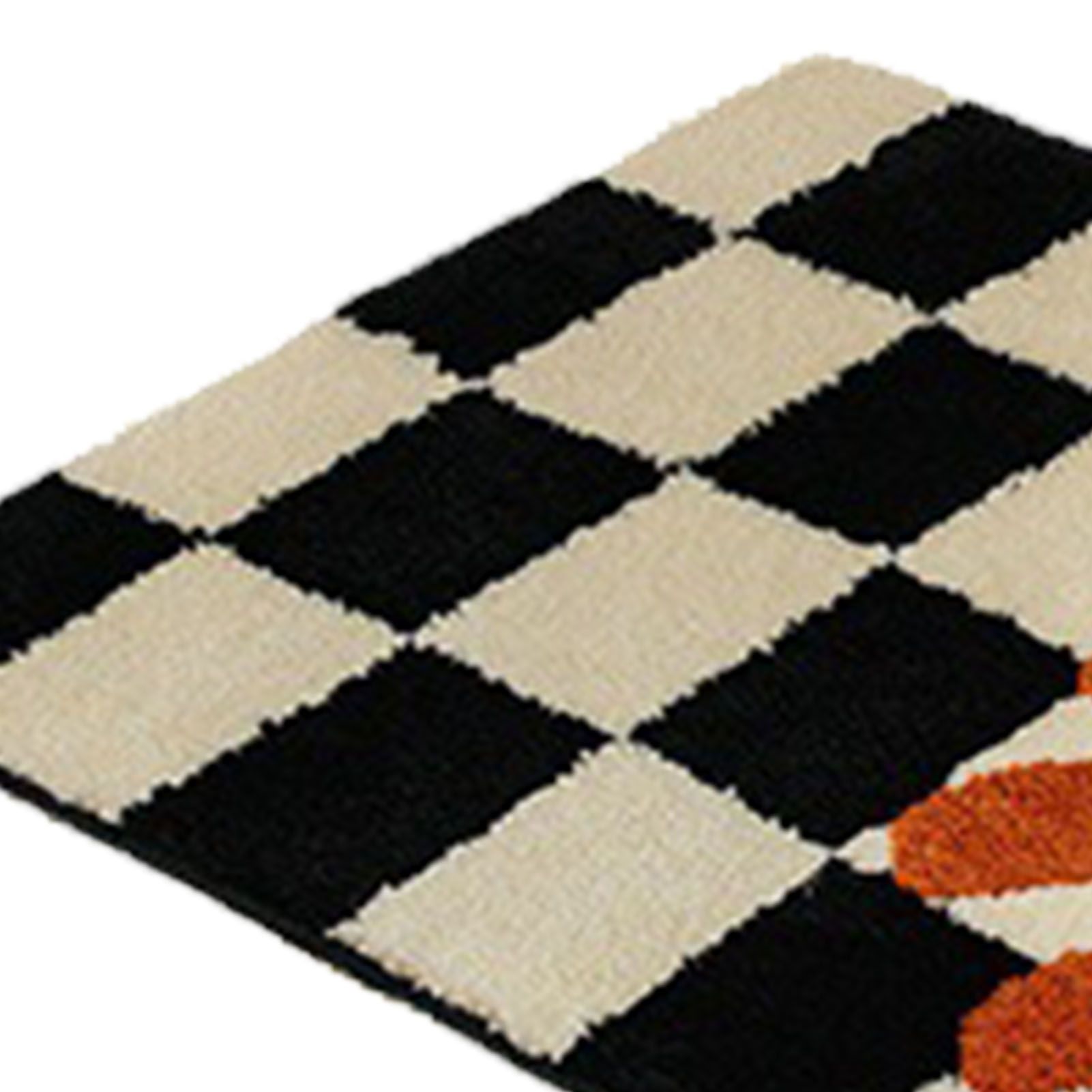 Runner Rug Black White Plaid Pattern Vintage Style Water Absorbent Stain view 9