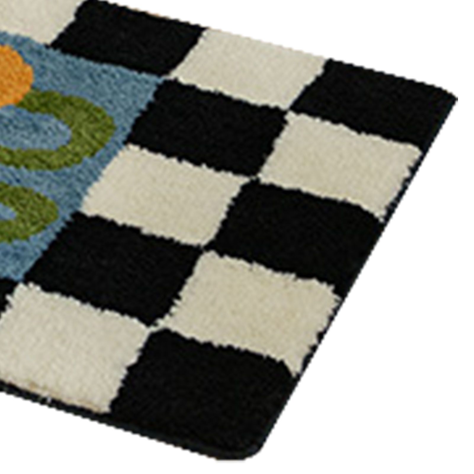 Runner Rug Black White Plaid Pattern Vintage Style Water Absorbent Stain view 7