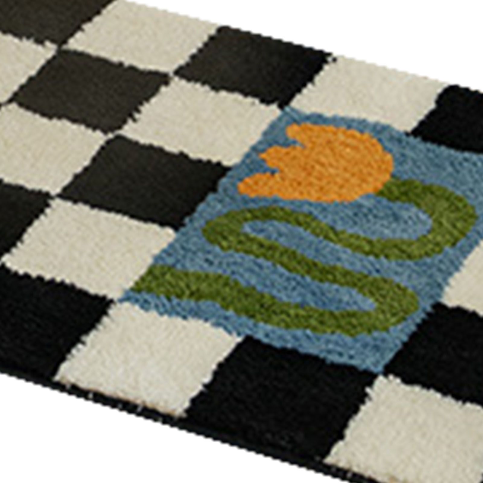 Runner Rug Black White Plaid Pattern Vintage Style Water Absorbent Stain view 8