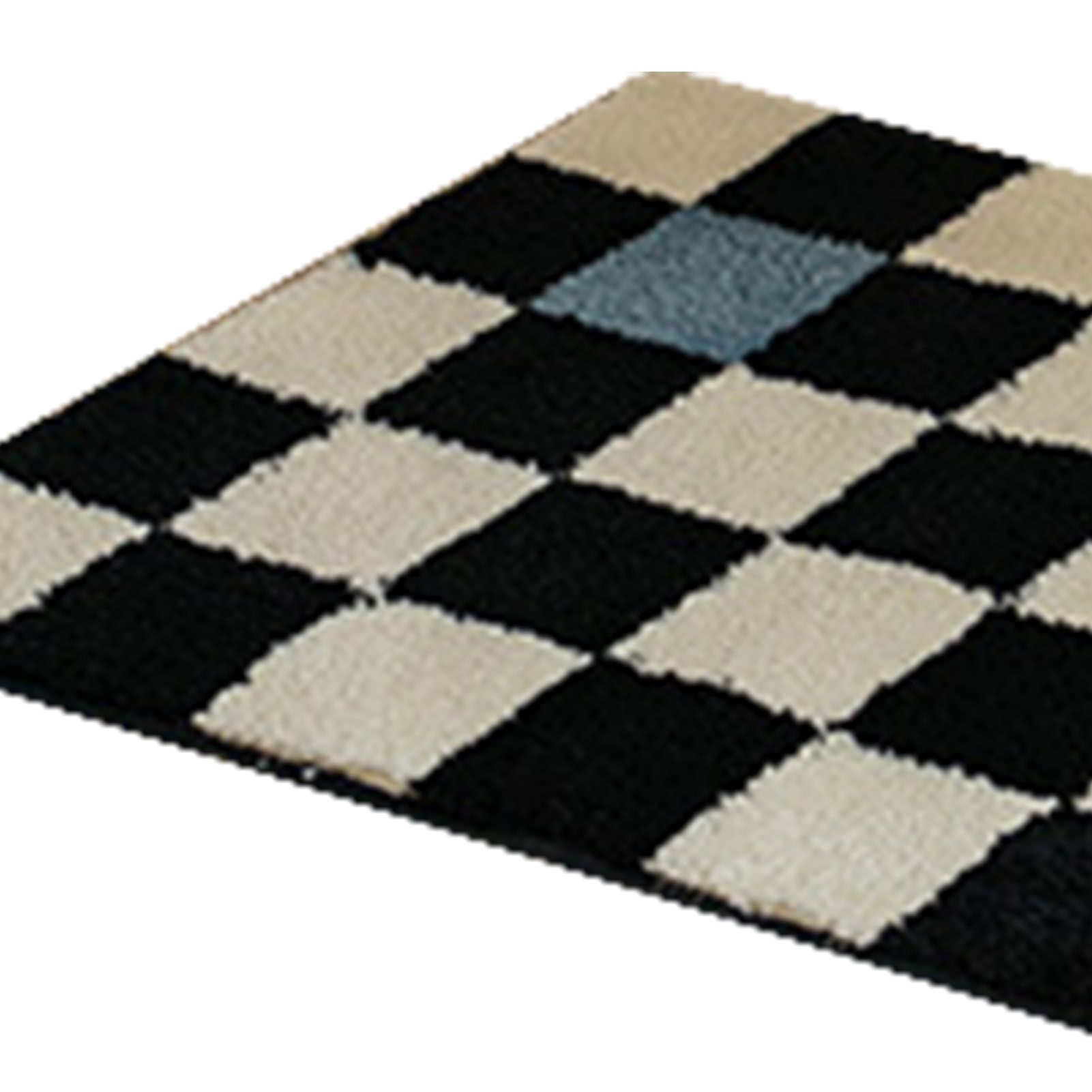Runner Rug Black White Plaid Pattern Vintage Style Water Absorbent Stain view 9