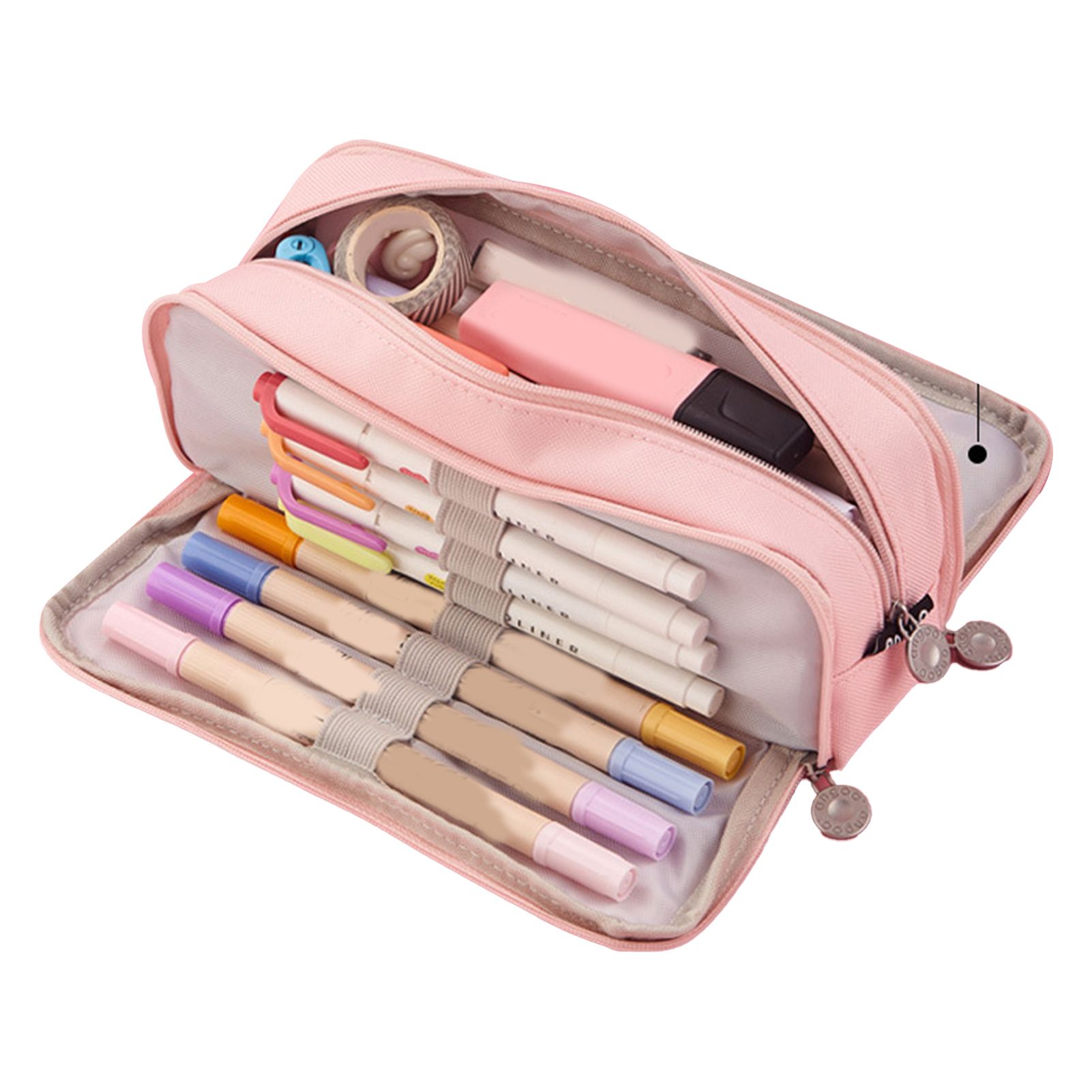 Pencil Pouch With 3 Compartments Large Capacity Double Opening Soft Canvas