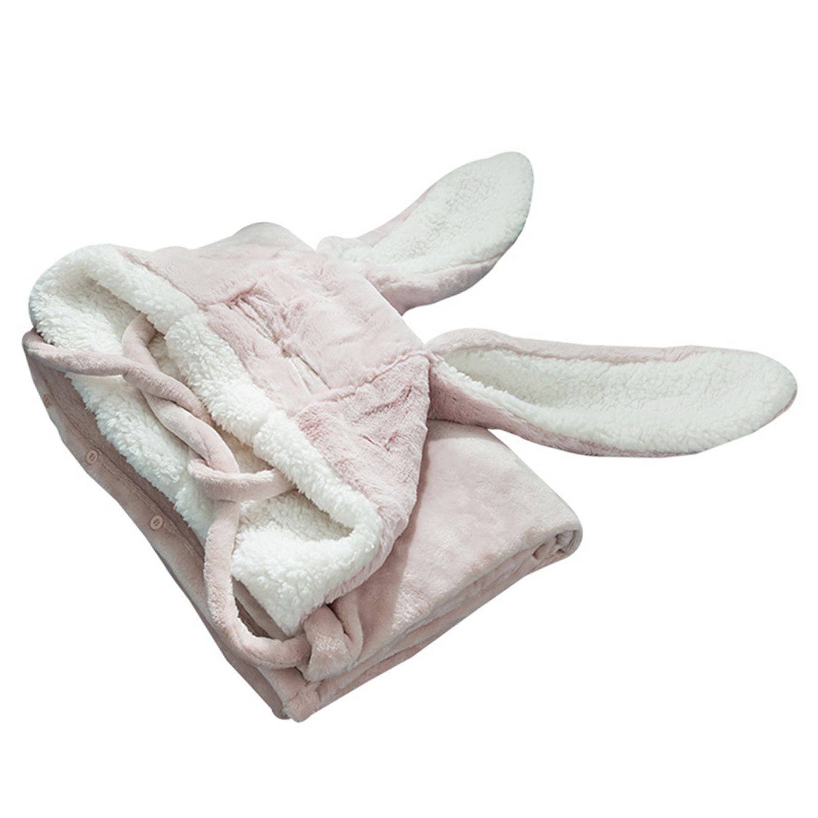 Hooded Blanket Wearable Polyester Plush Rabbit Ear Hooded Blanket Throw Soft