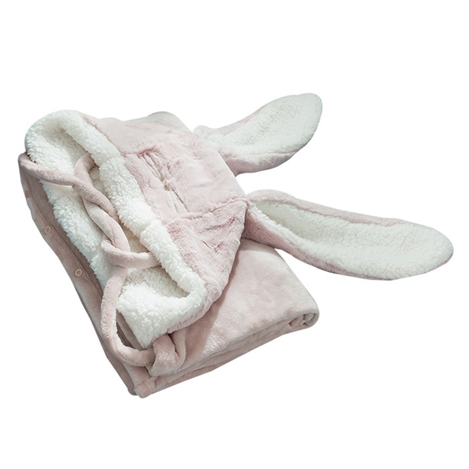 Hooded Blanket Wearable Polyester Plush Rabbit Ear Hooded Blanket Throw Soft view 2