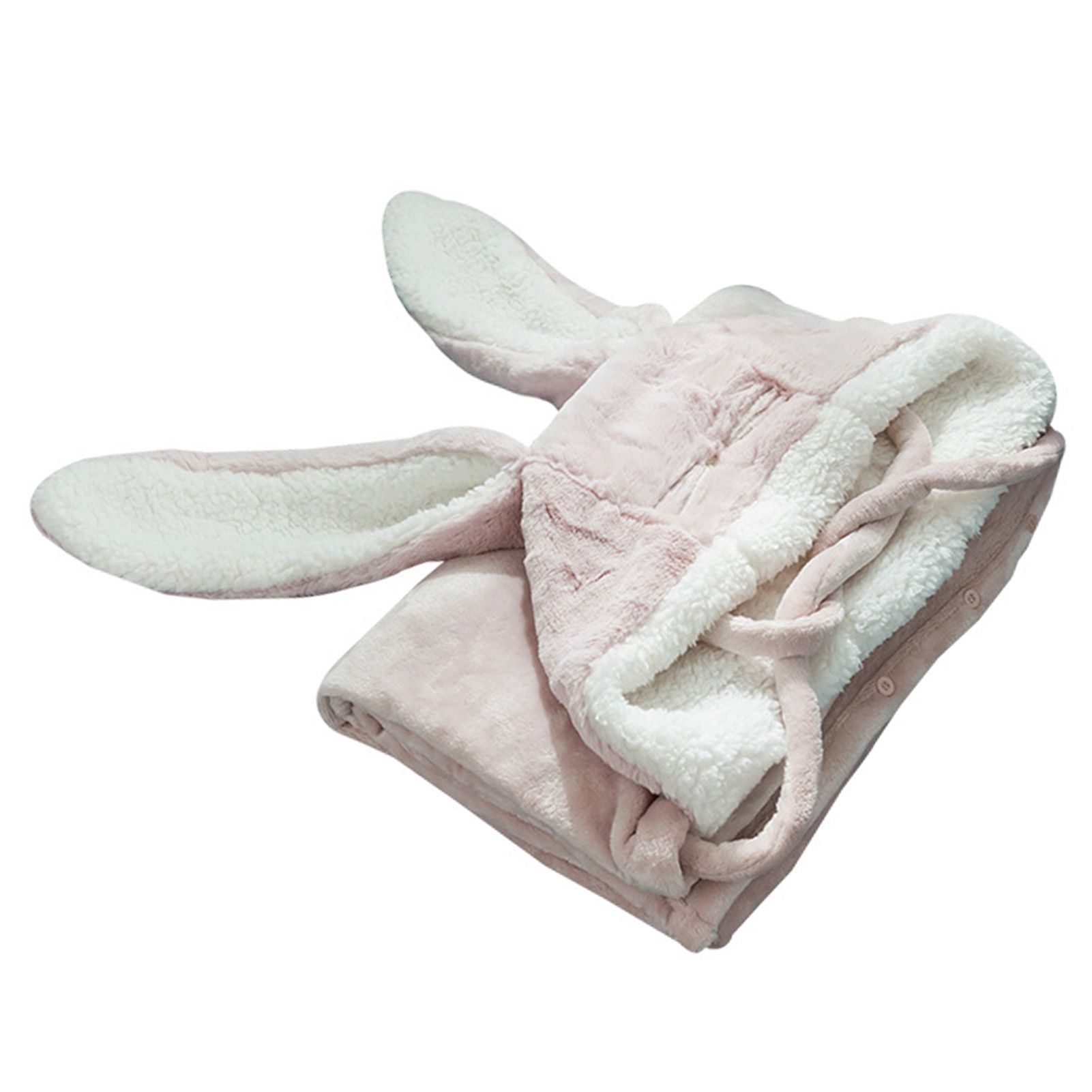 Hooded Blanket Wearable Polyester Plush Rabbit Ear Hooded Blanket Throw Soft view 3