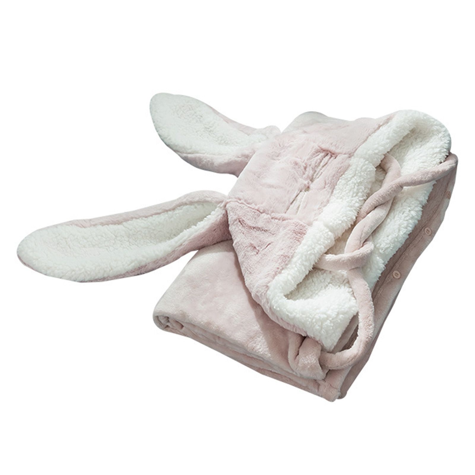Hooded Blanket Wearable Polyester Plush Rabbit Ear Hooded Blanket Throw Soft view 4