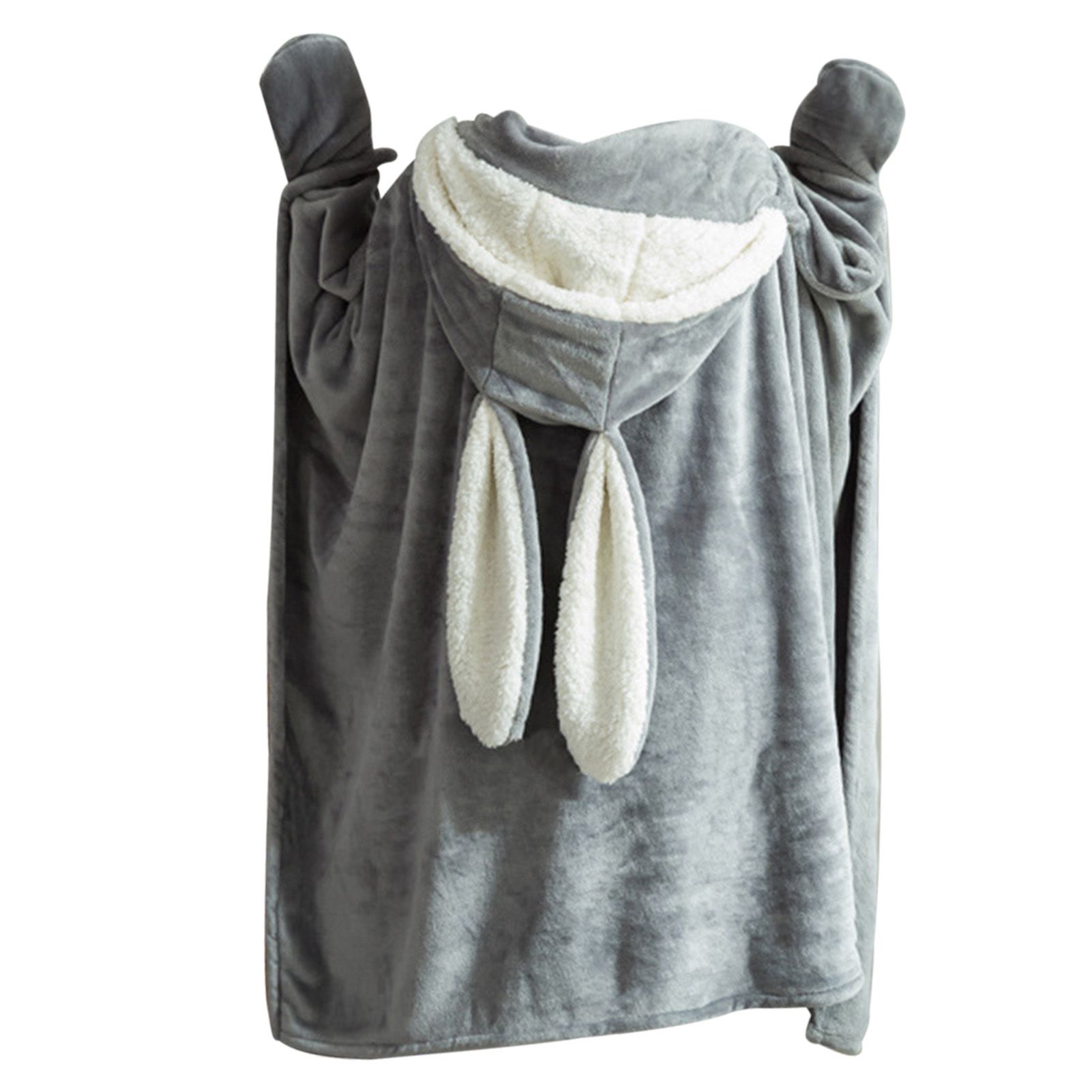 Hooded Blanket Wearable Polyester Plush Rabbit Ear Hooded Blanket Throw Soft
