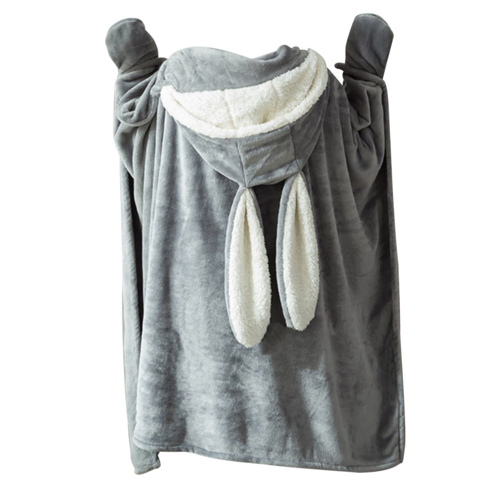 Hooded Blanket Wearable Polyester Plush Rabbit Ear Hooded Blanket Throw Soft view 3