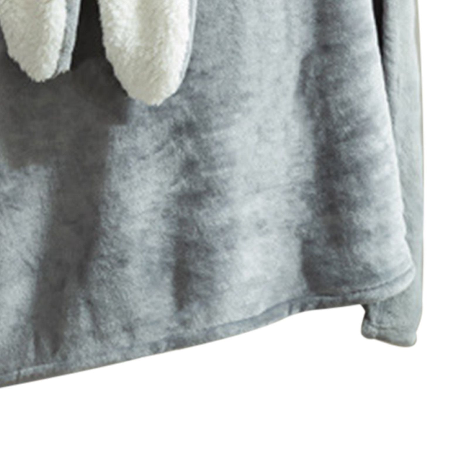 Hooded Blanket Wearable Polyester Plush Rabbit Ear Hooded Blanket Throw Soft view 7