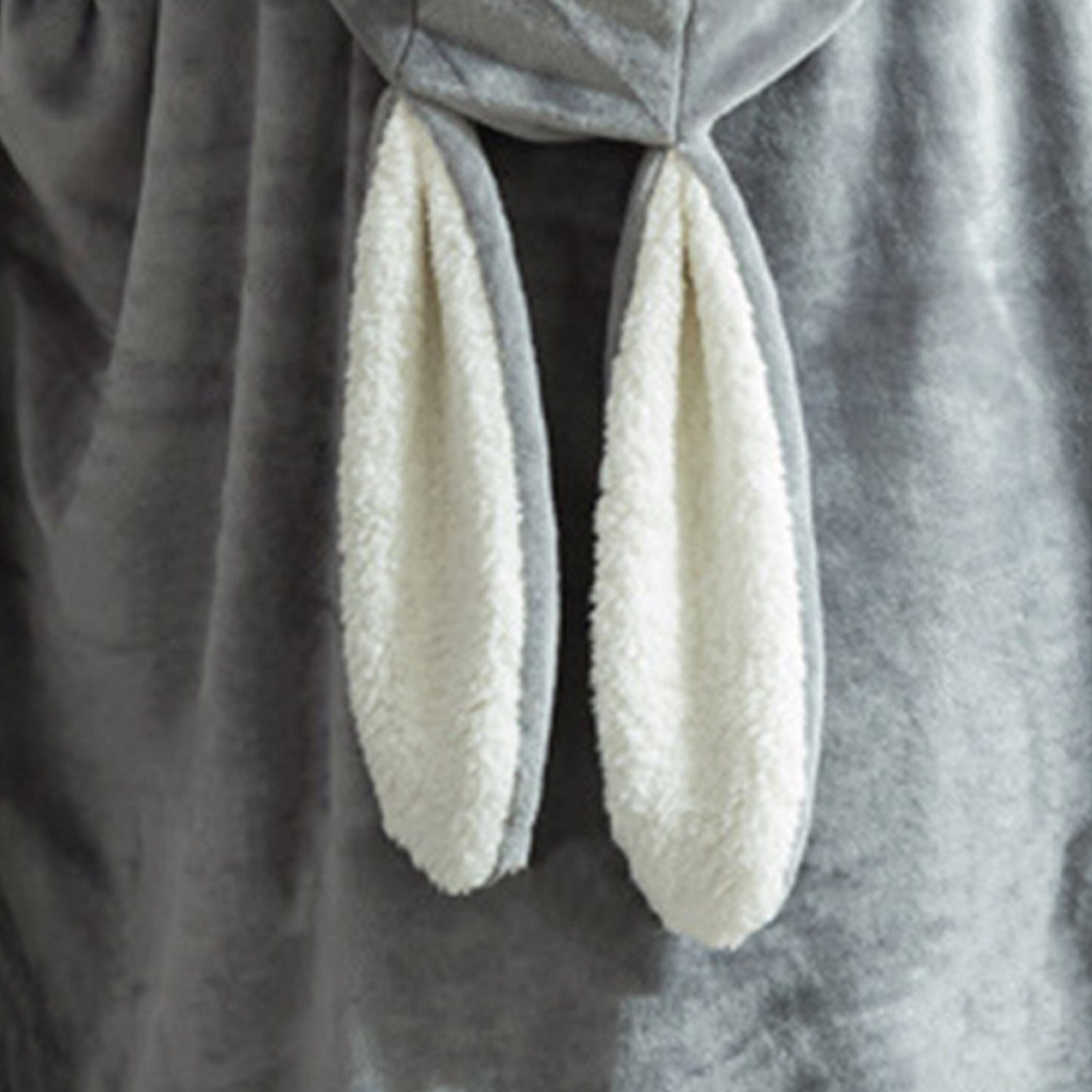 Hooded Blanket Wearable Polyester Plush Rabbit Ear Hooded Blanket Throw Soft view 8