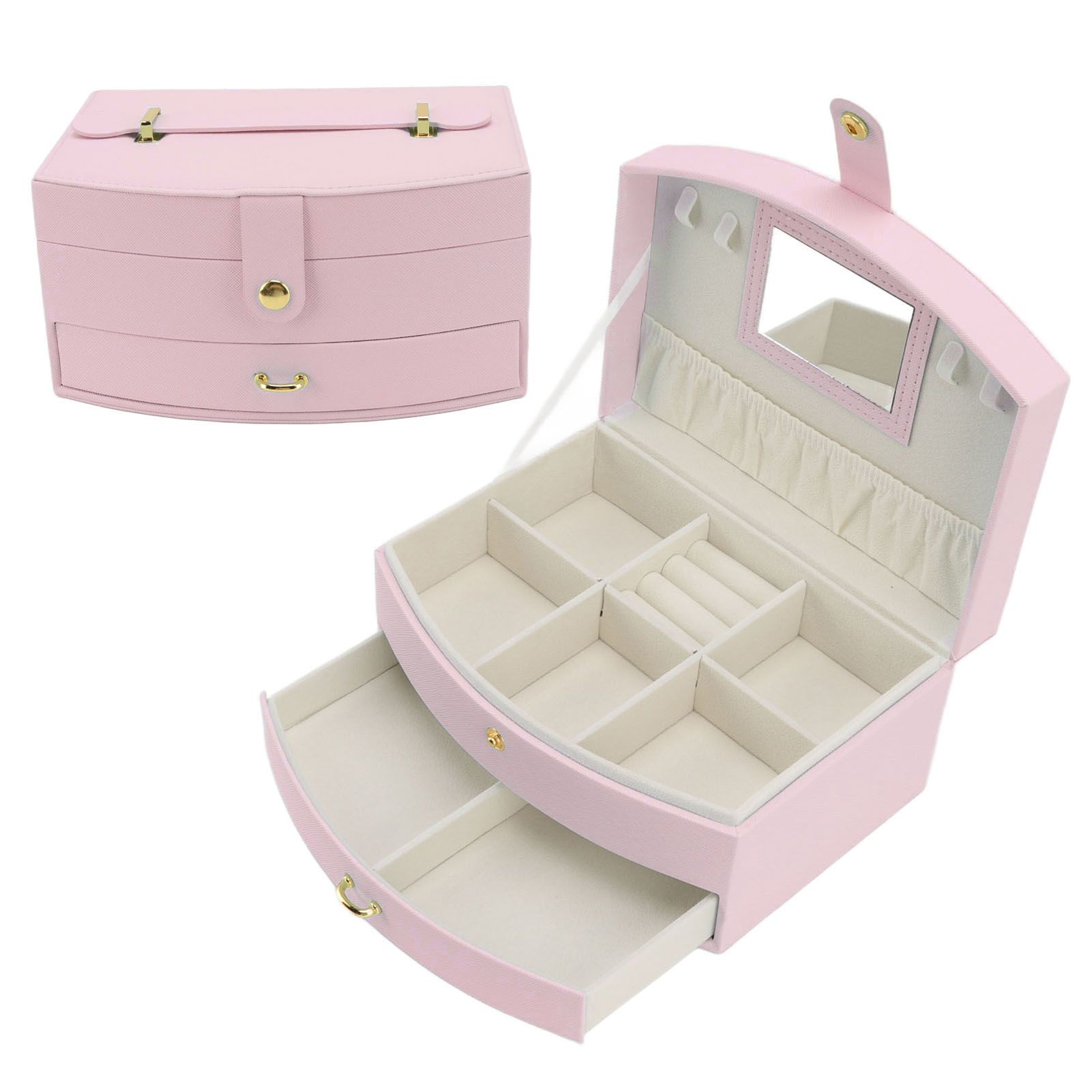 Travel Jewelry Case Portable 2 Layers PU Leather Jewelry Storage Holder Box view 10