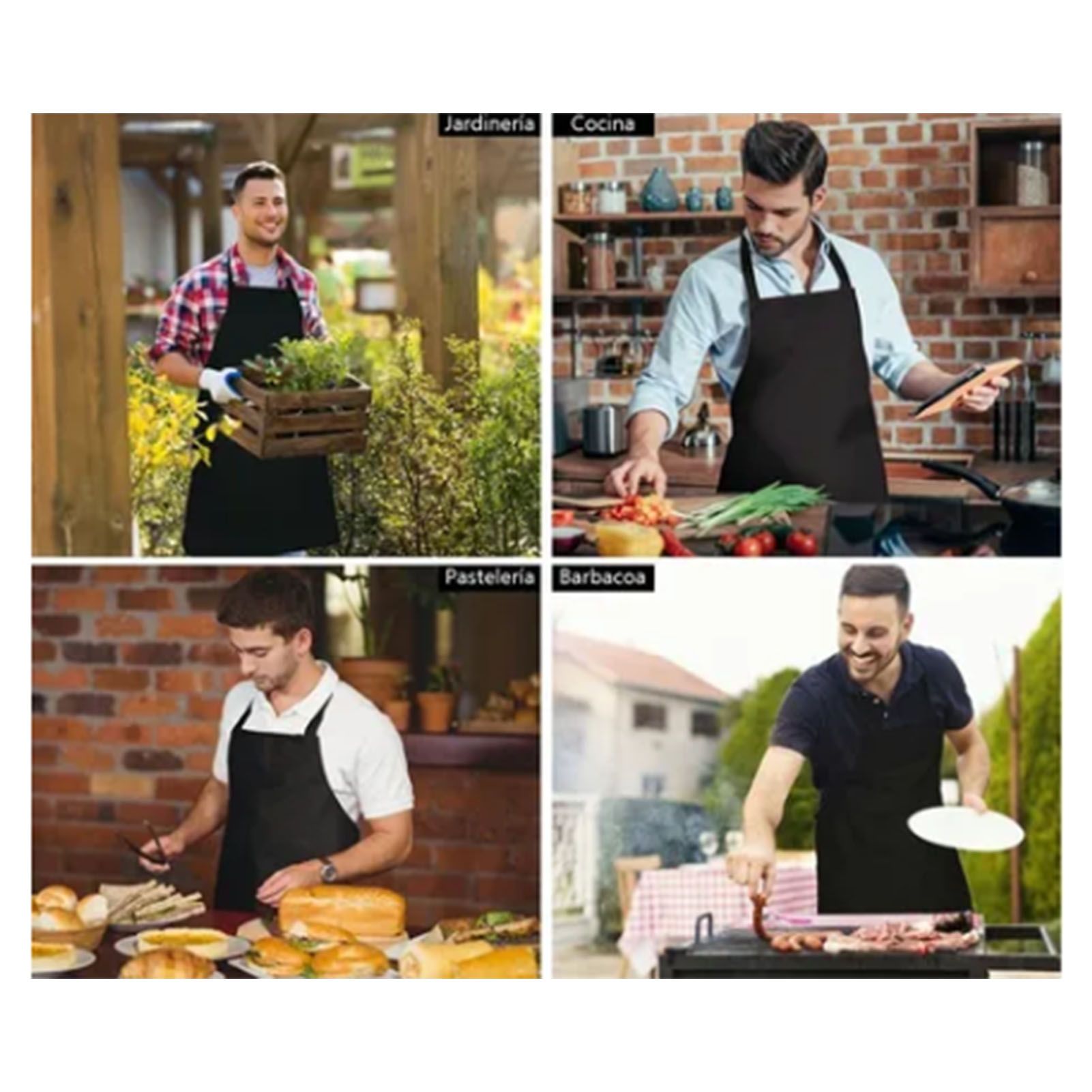 6pcs Waterproof Apron Lightweight Black Apron with Two Pockets for Mens Women view 11