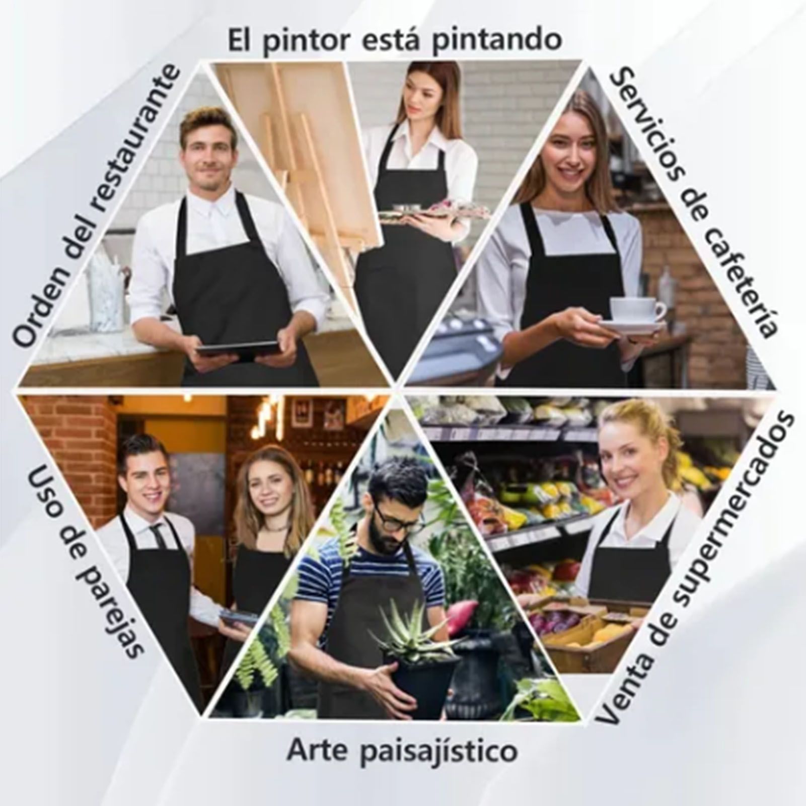 6pcs Waterproof Apron Lightweight Black Apron with Two Pockets for Mens Women view 12