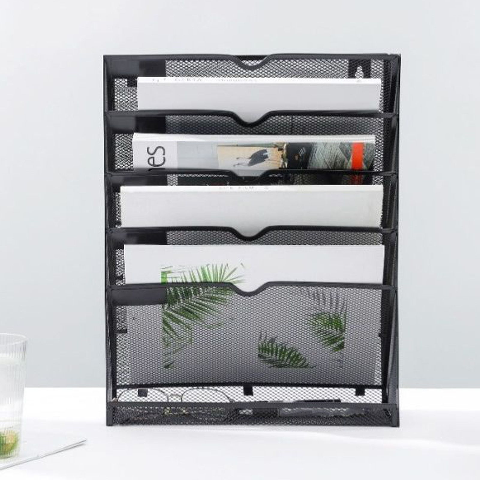 5 Tier Wall File Organizer Vertical Placement Glossy Edges Wall Mount File view 5