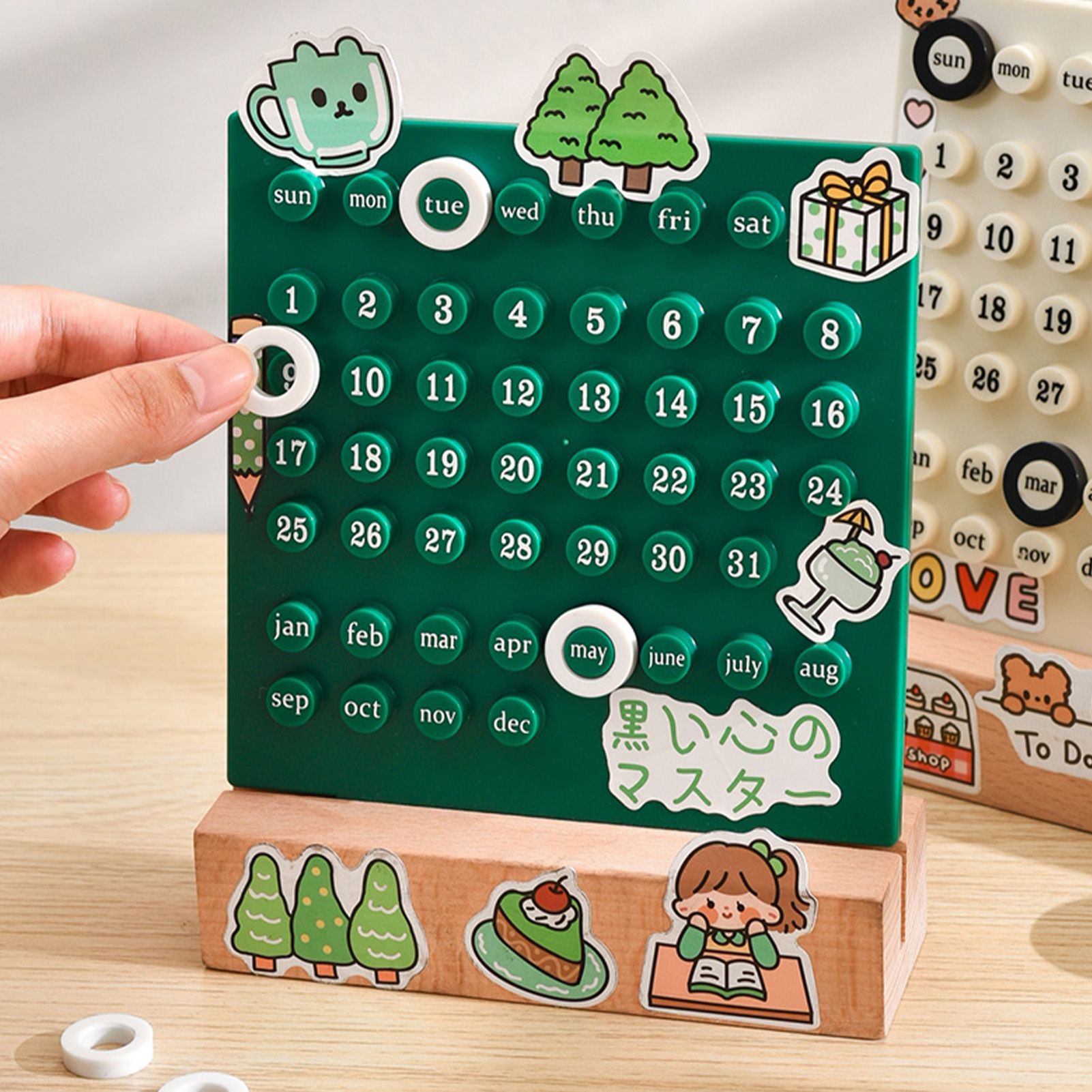 Wooden Kids Calendar DIY Hand Operated Develop Planning Skills Perpetual view 6