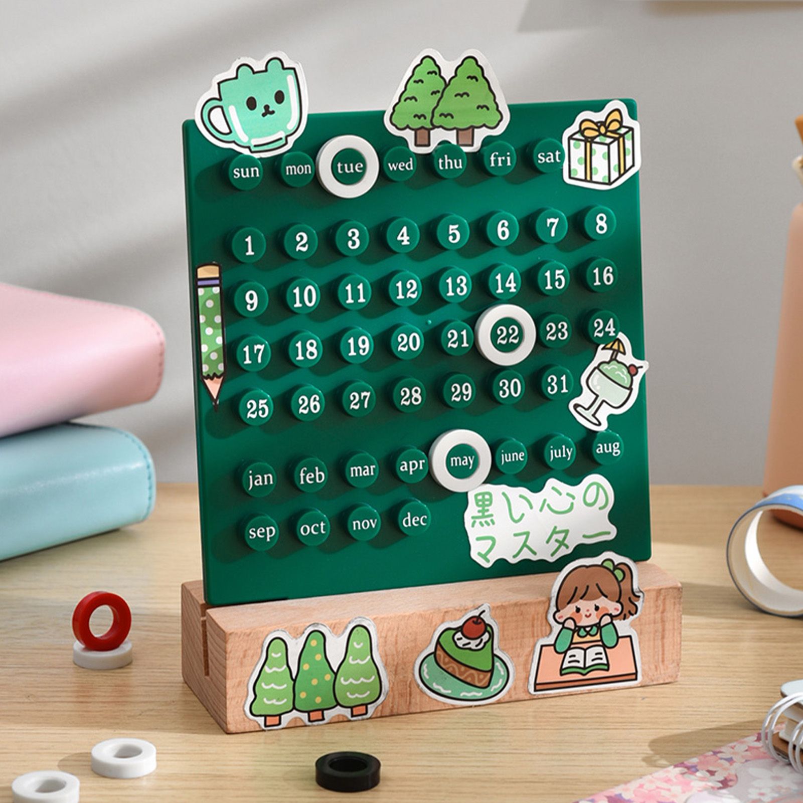 Wooden Kids Calendar DIY Hand Operated Develop Planning Skills Perpetual view 11