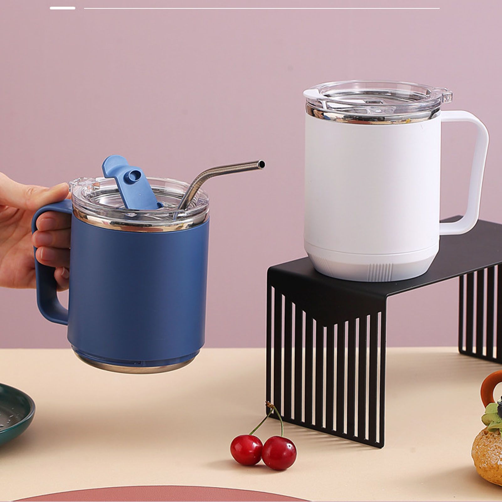 Coffee Mug 460ml 304 Stainless Steel Liner Leakproof Elegant Portable Mug for view 9