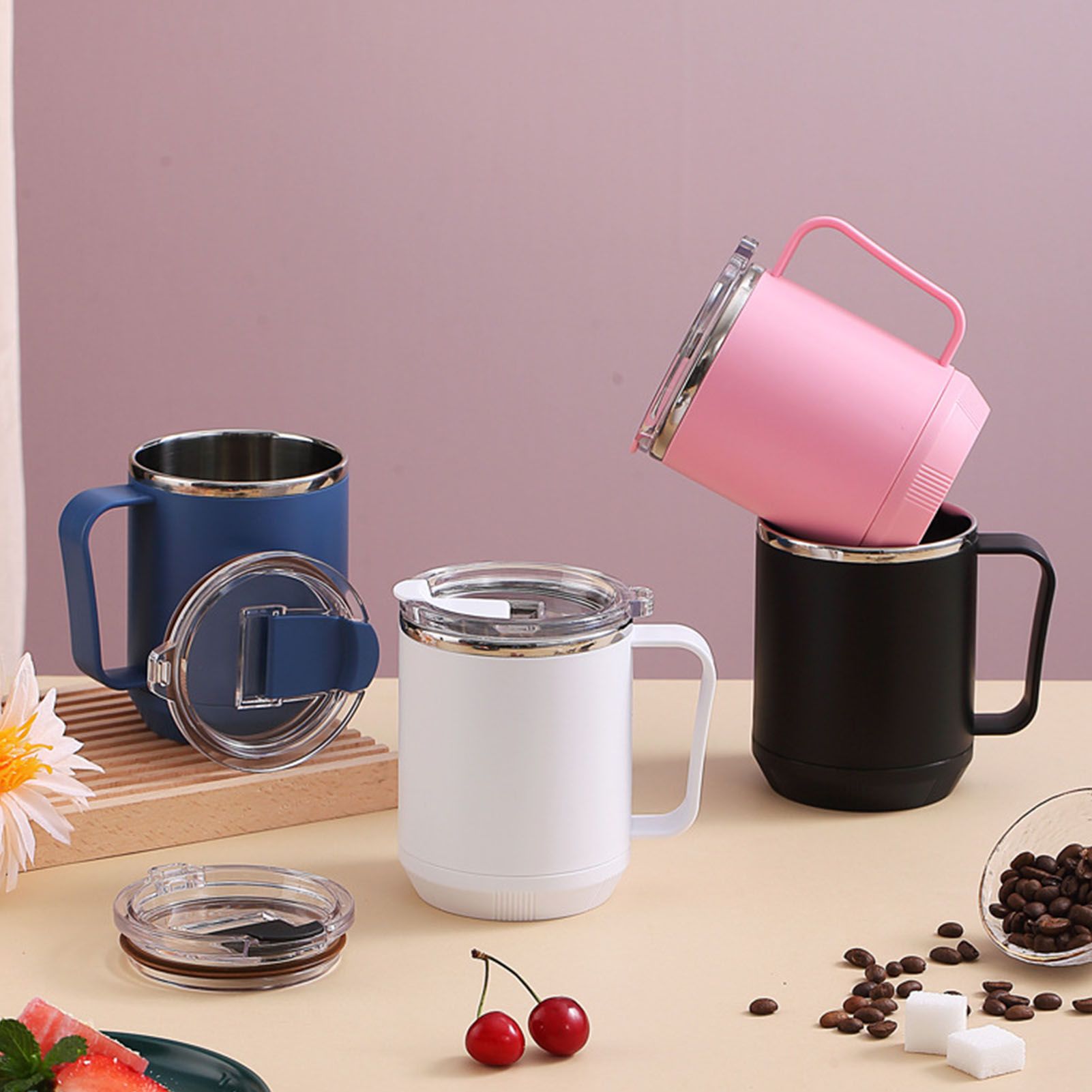 Coffee Mug 460ml 304 Stainless Steel Liner Leakproof Elegant Portable Mug for view 9