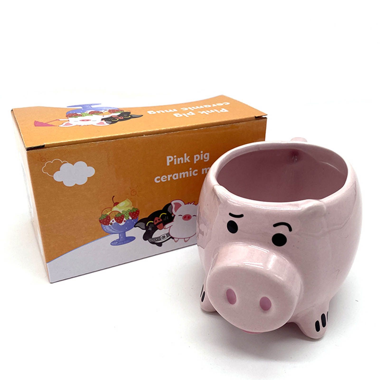 3D Pig Coffee Mug Novelty Pink Cute Pig Ceramic Coffee Tea Mug Funny Porcelain