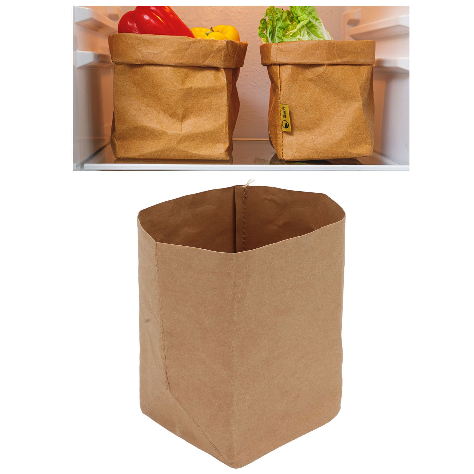 Washed Kraft Paper Bag Waterproof Flowerpot Food Storage Bag for Holding Food view 12