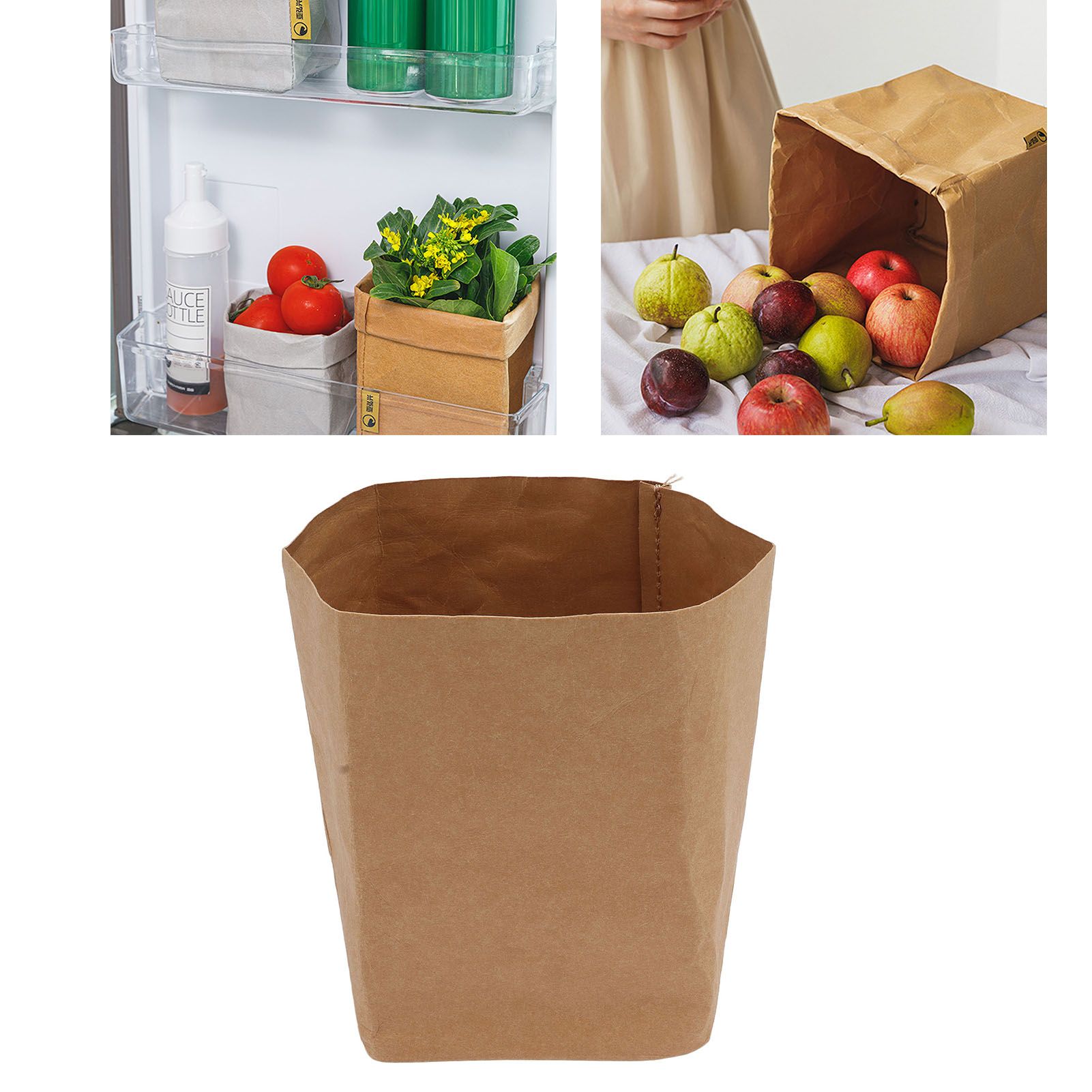 Washed Kraft Paper Bag Waterproof Flowerpot Food Storage Bag for Holding Food view 11