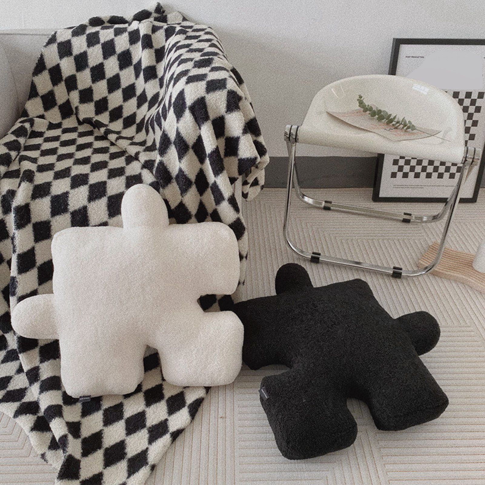 Plush Throw Pillow Ultra Soft Cushion Puzzle Special Shaped for Sofa Bed view 5