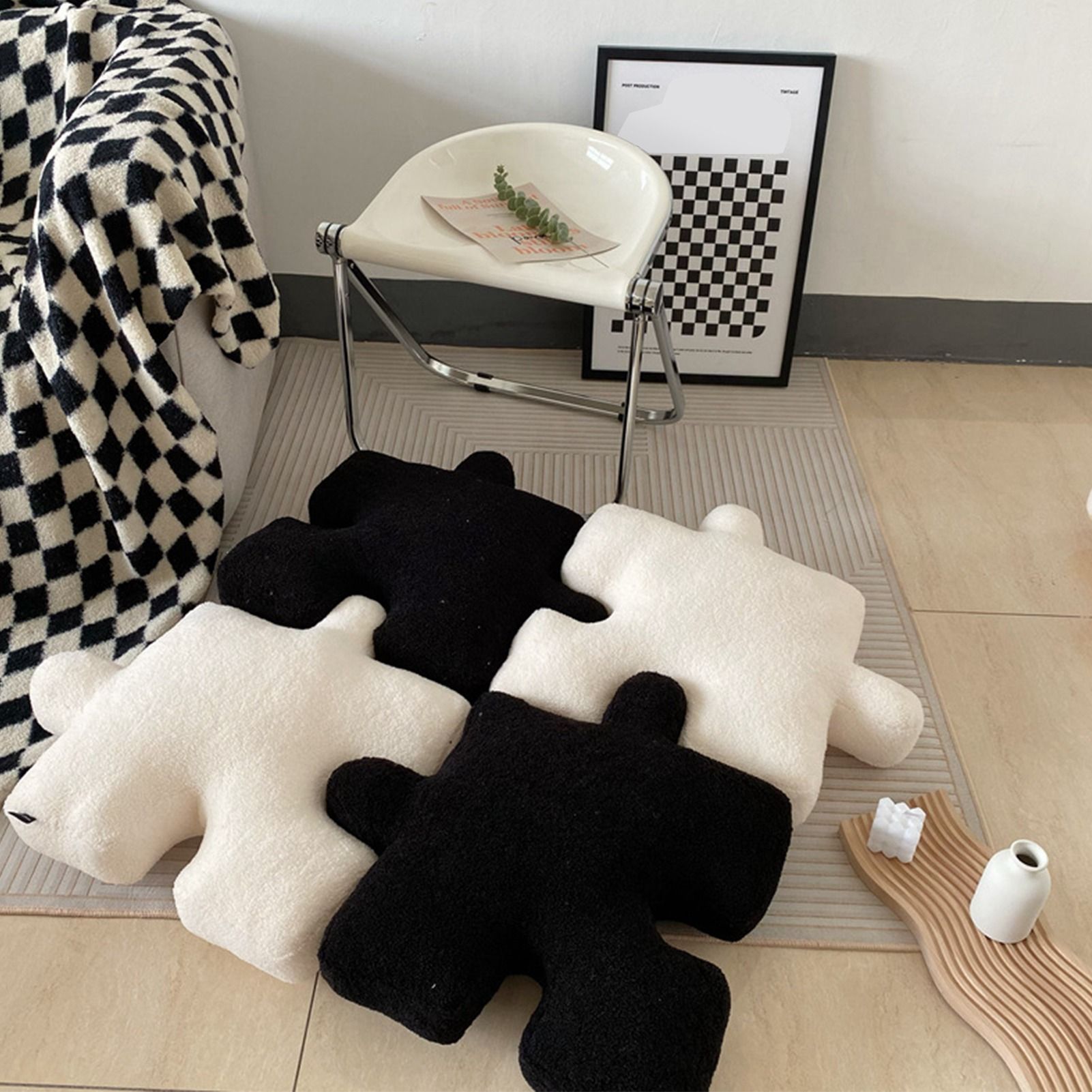 Plush Throw Pillow Ultra Soft Cushion Puzzle Special Shaped for Sofa Bed view 11