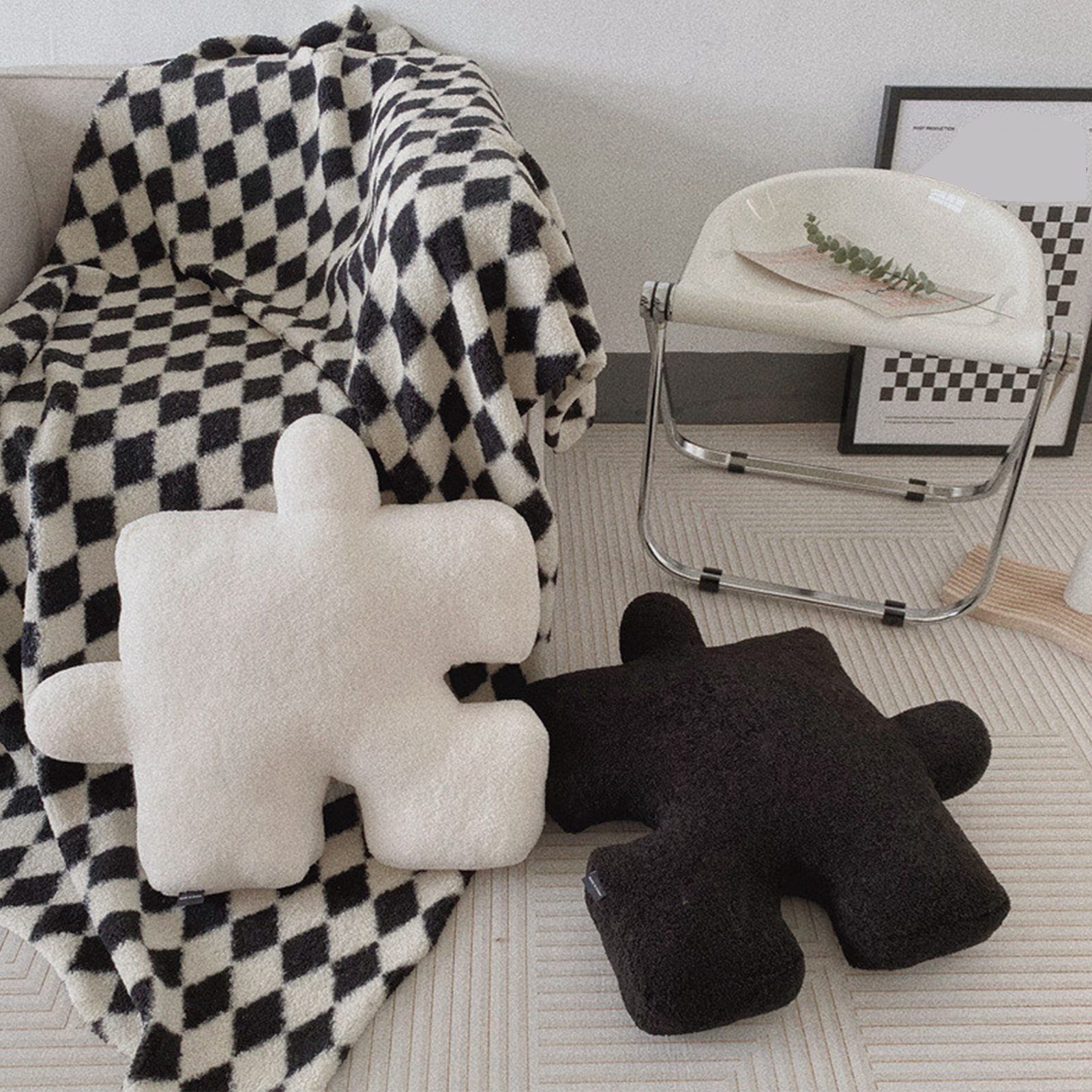 Plush Throw Pillow Ultra Soft Cushion Puzzle Special Shaped for Sofa Bed view 10
