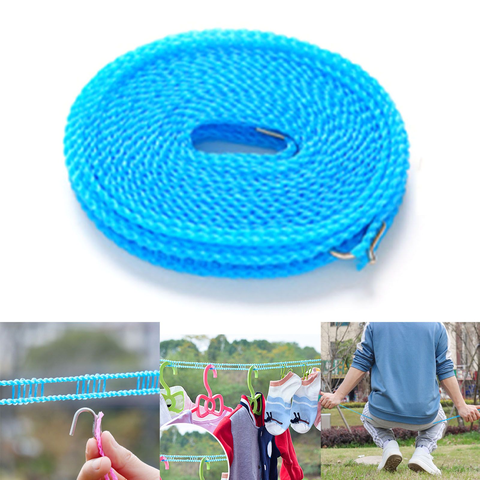 Clothesline 8 Meters Windproof Stable Load Bearing Nylon Material Punch Free view 4