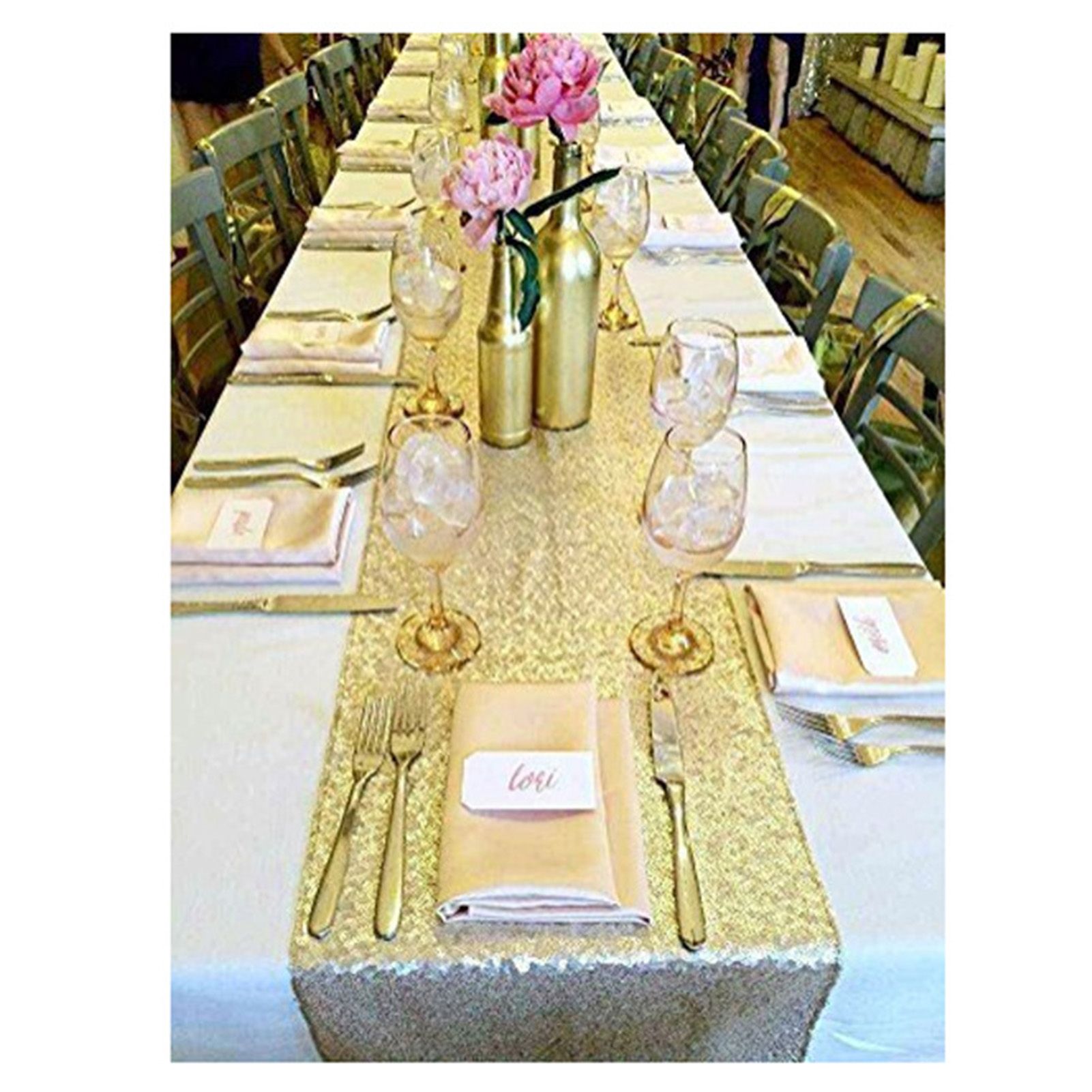 Tablecloth Polyester Fiber with Gold Sequins Table Cover for Table Home view 5
