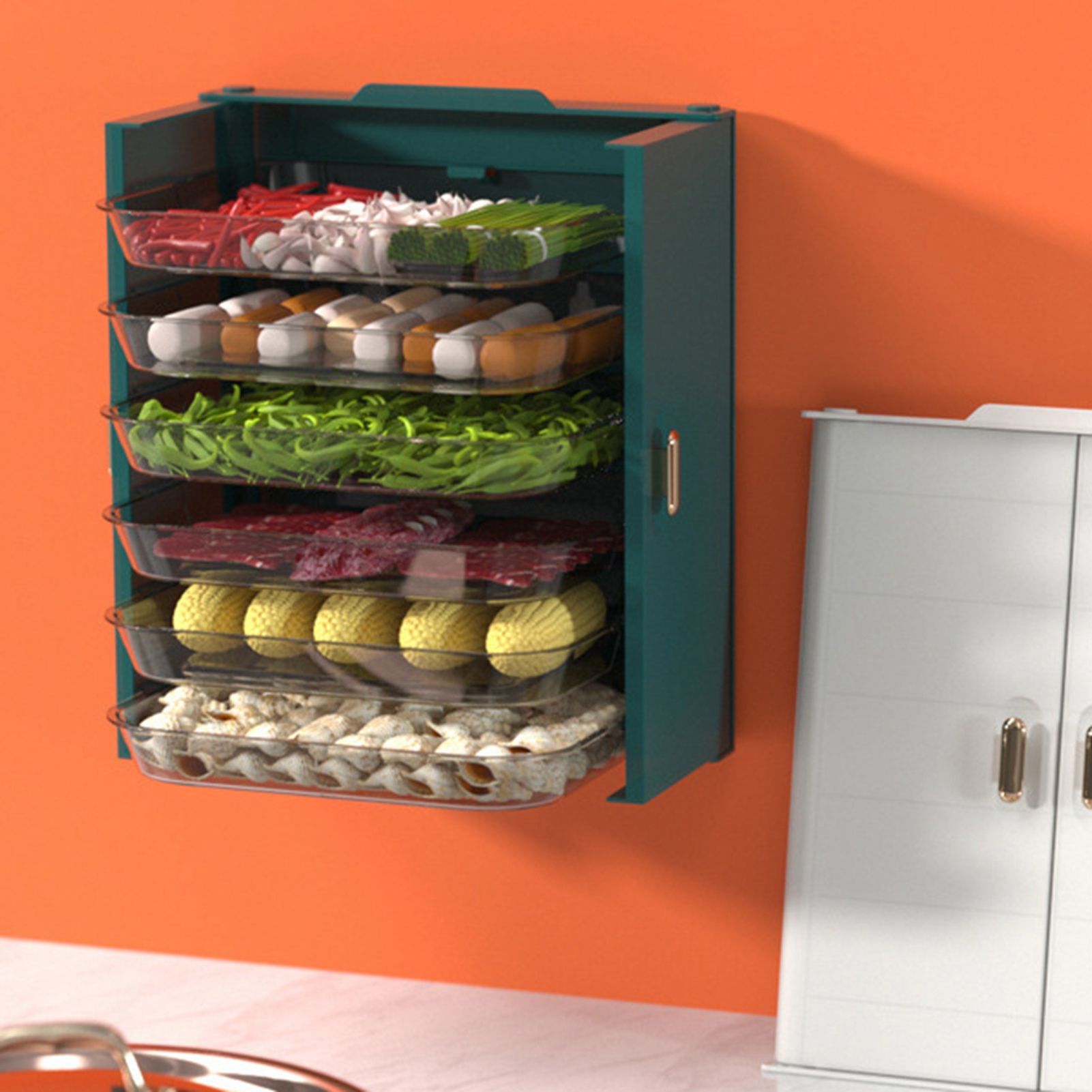 Kitchen Side Dishes Punch Free Foldable PET 6 Layers Wall Mounted Organization view 11