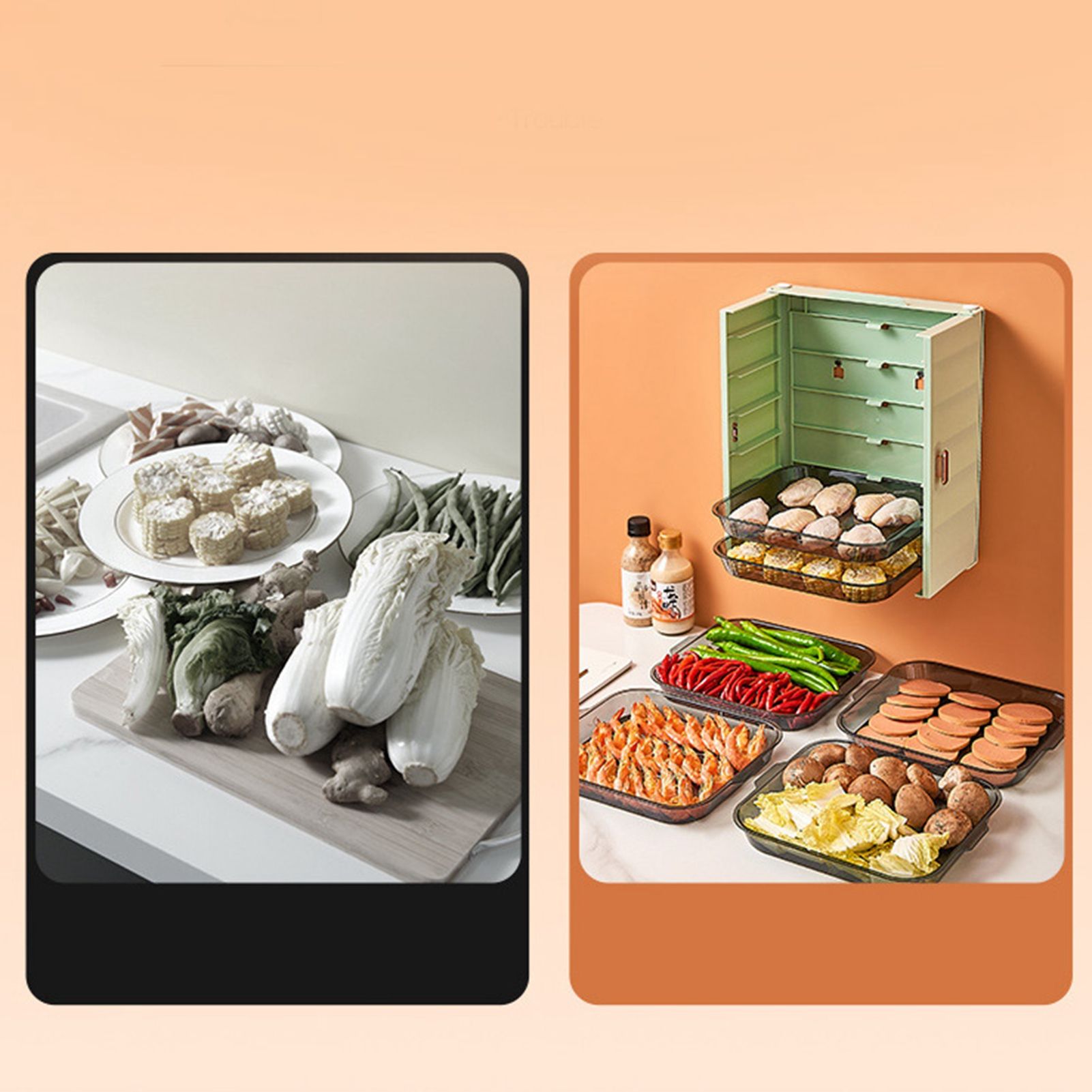 Kitchen Side Dishes Punch Free Foldable PET 6 Layers Wall Mounted Organization view 5