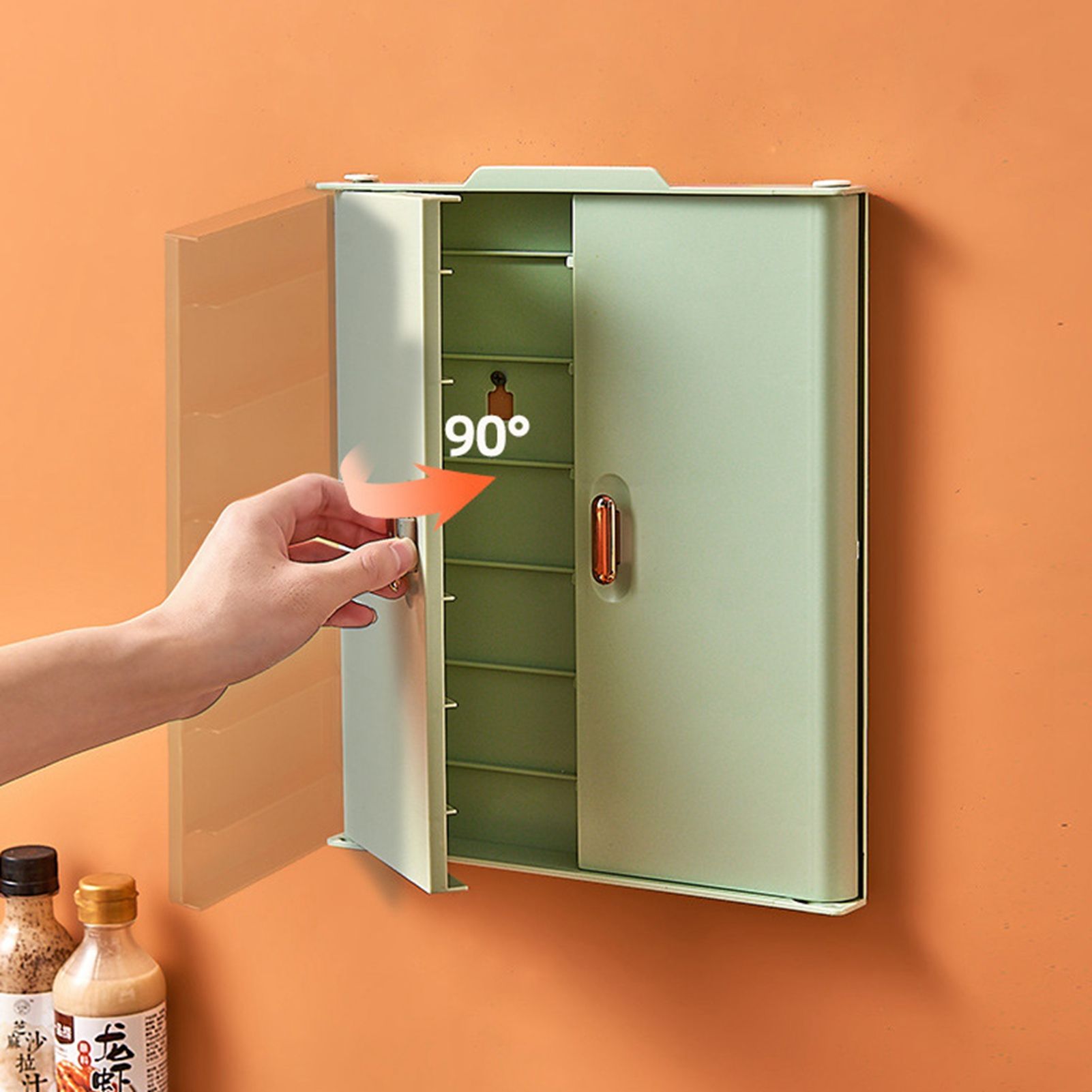 Kitchen Side Dishes Punch Free Foldable PET 6 Layers Wall Mounted Organization view 8