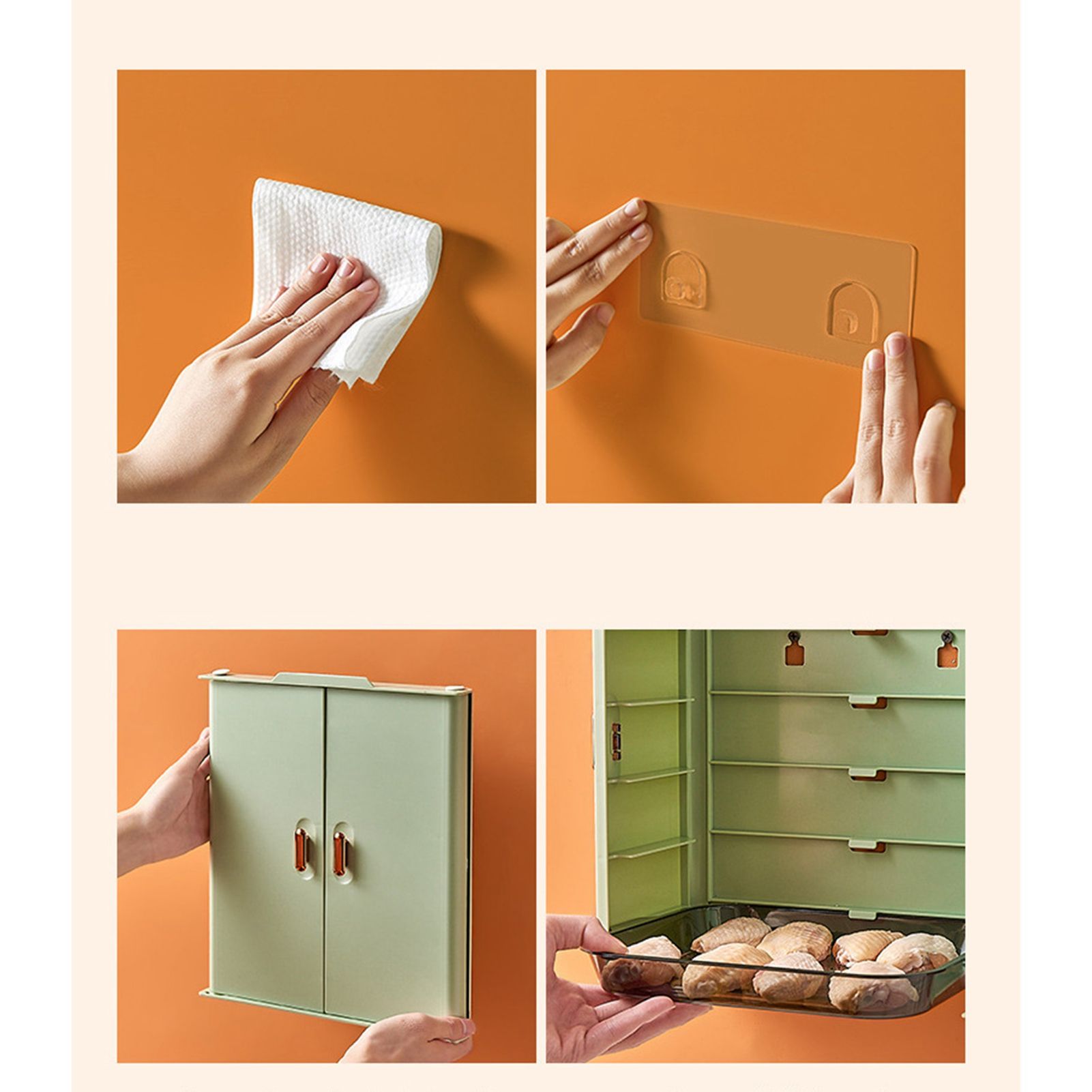 Kitchen Side Dishes Punch Free Foldable PET 6 Layers Wall Mounted Organization view 11