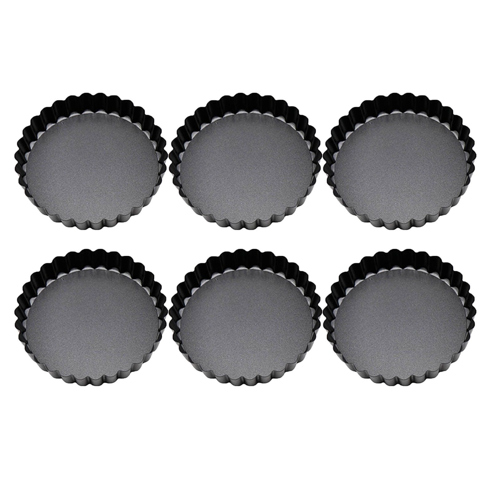 6 Pcs Mini Cake Mould with Removable Bottom 3 Inch Egg Tart Mould Muffin Pans