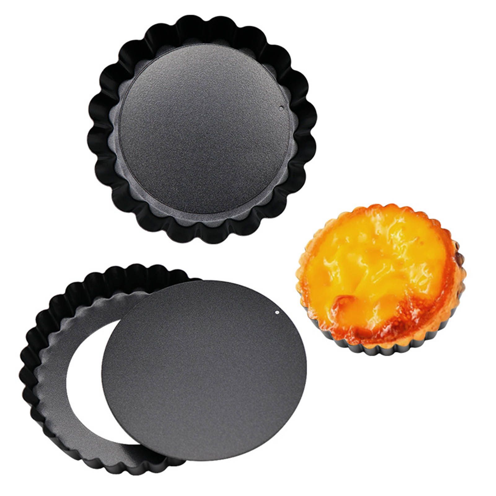6 Pcs Mini Cake Mould with Removable Bottom 3 Inch Egg Tart Mould Muffin Pans view 6