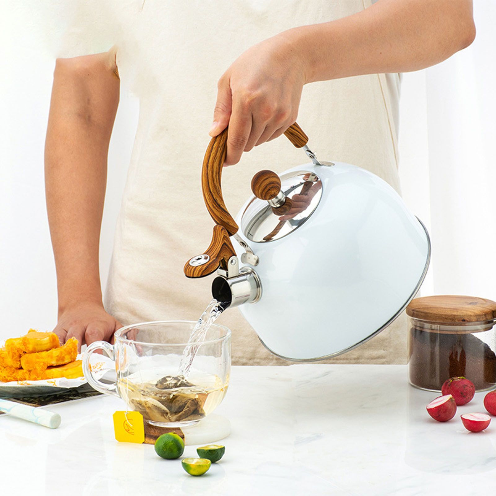 Whistle Kettle Stovetop Stainless Steel Foldable Handle Kitchen Supplies 2.5L view 6
