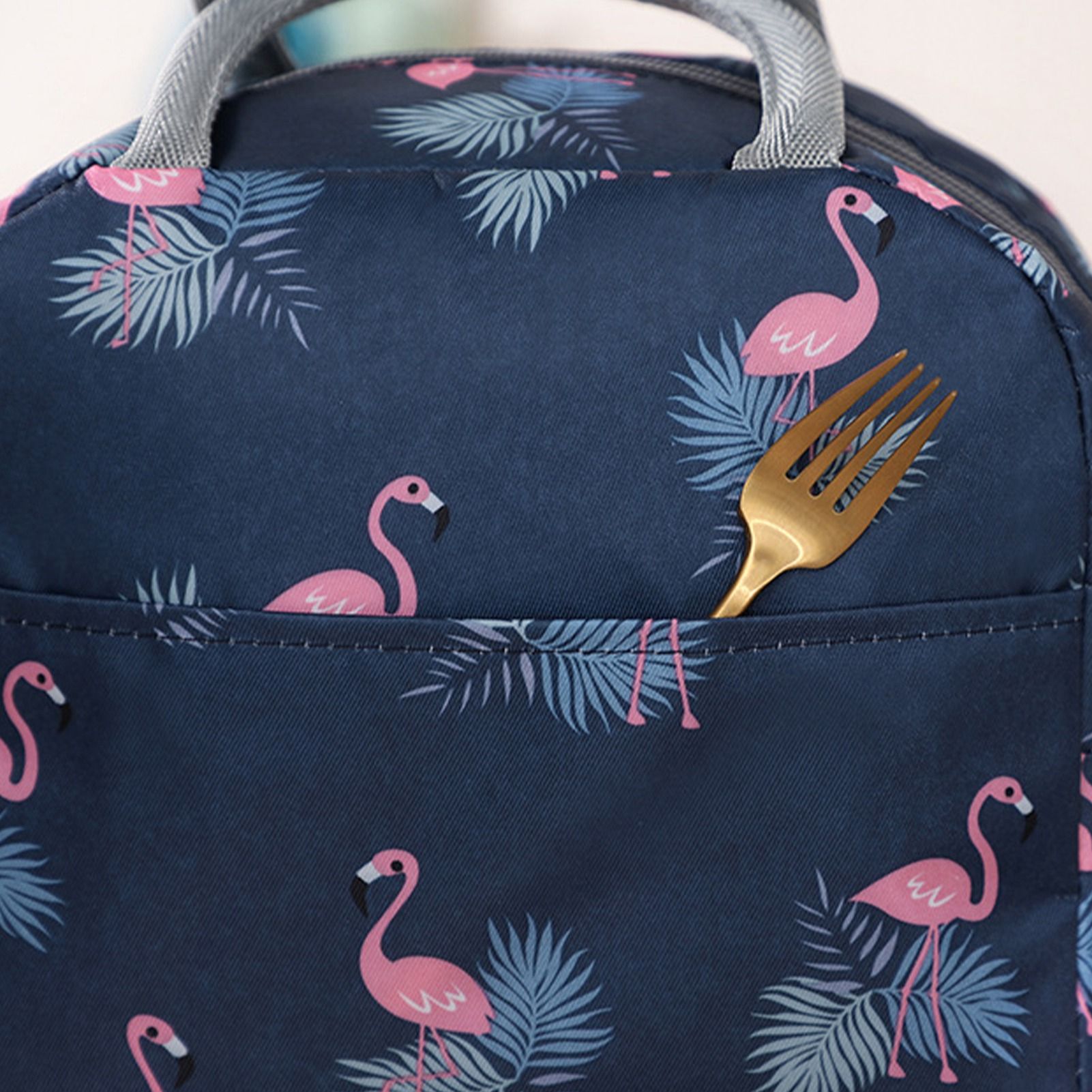Insulated Lunch Bag Large Capacity Flamingo Pattern Portable Thickened Zipper view 13
