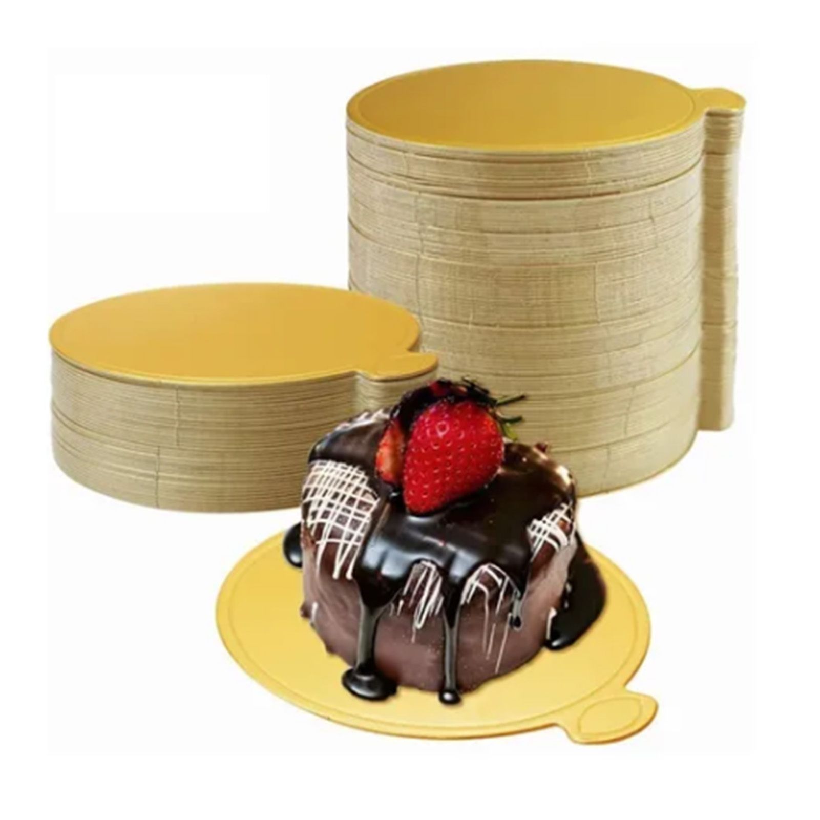 200Pcs Golden Cake Base Board 3.5in Round Cake Pad for Mini Cakes Muffins view 4