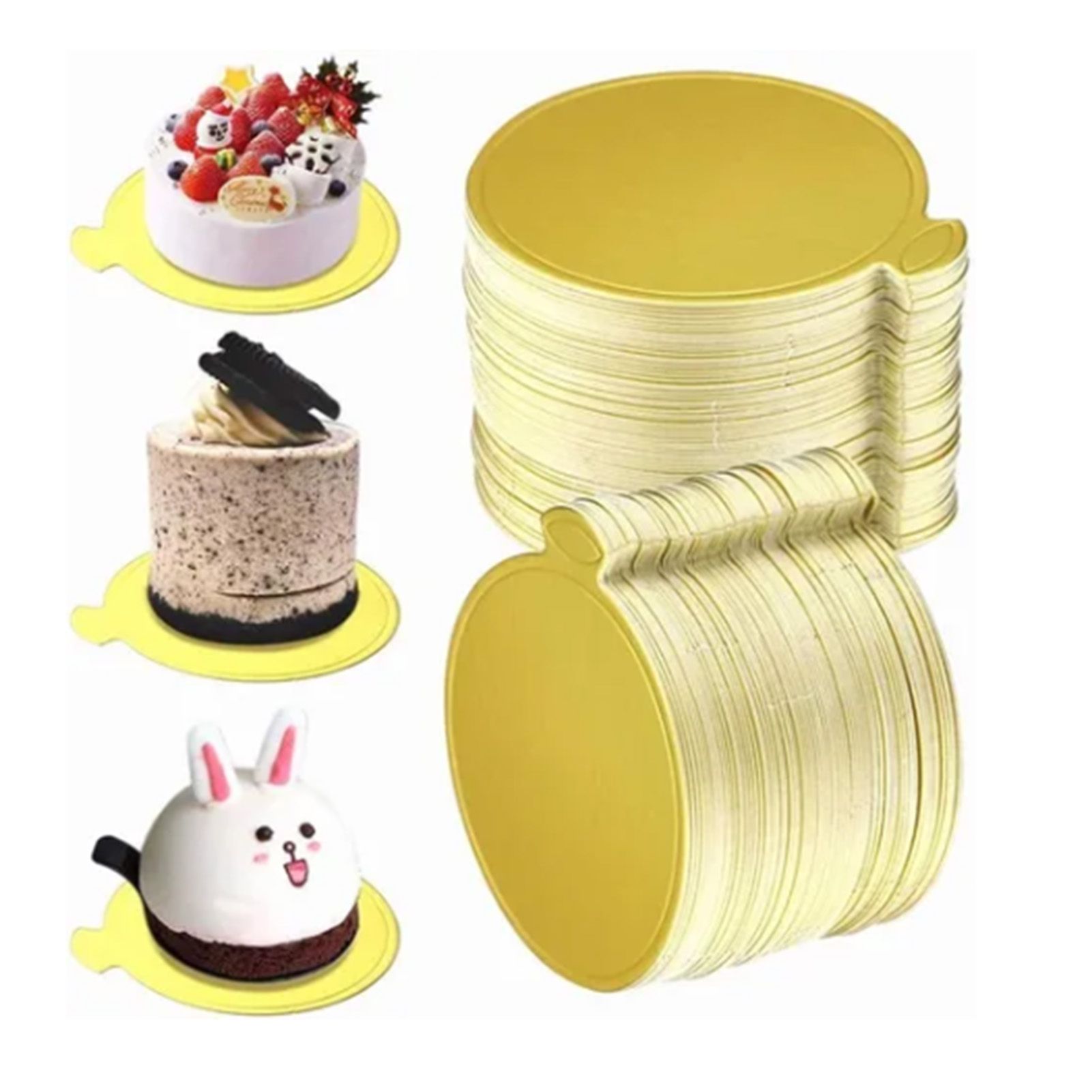 200Pcs Golden Cake Base Board 3.5in Round Cake Pad for Mini Cakes Muffins view 5